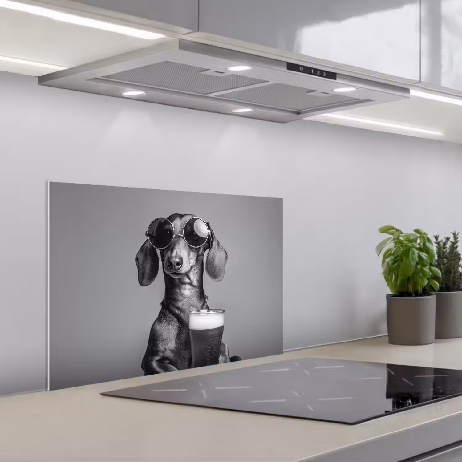 Teckel - Bier - Glas - Bril keuken achterwand spatscherm klein -3d_schuin