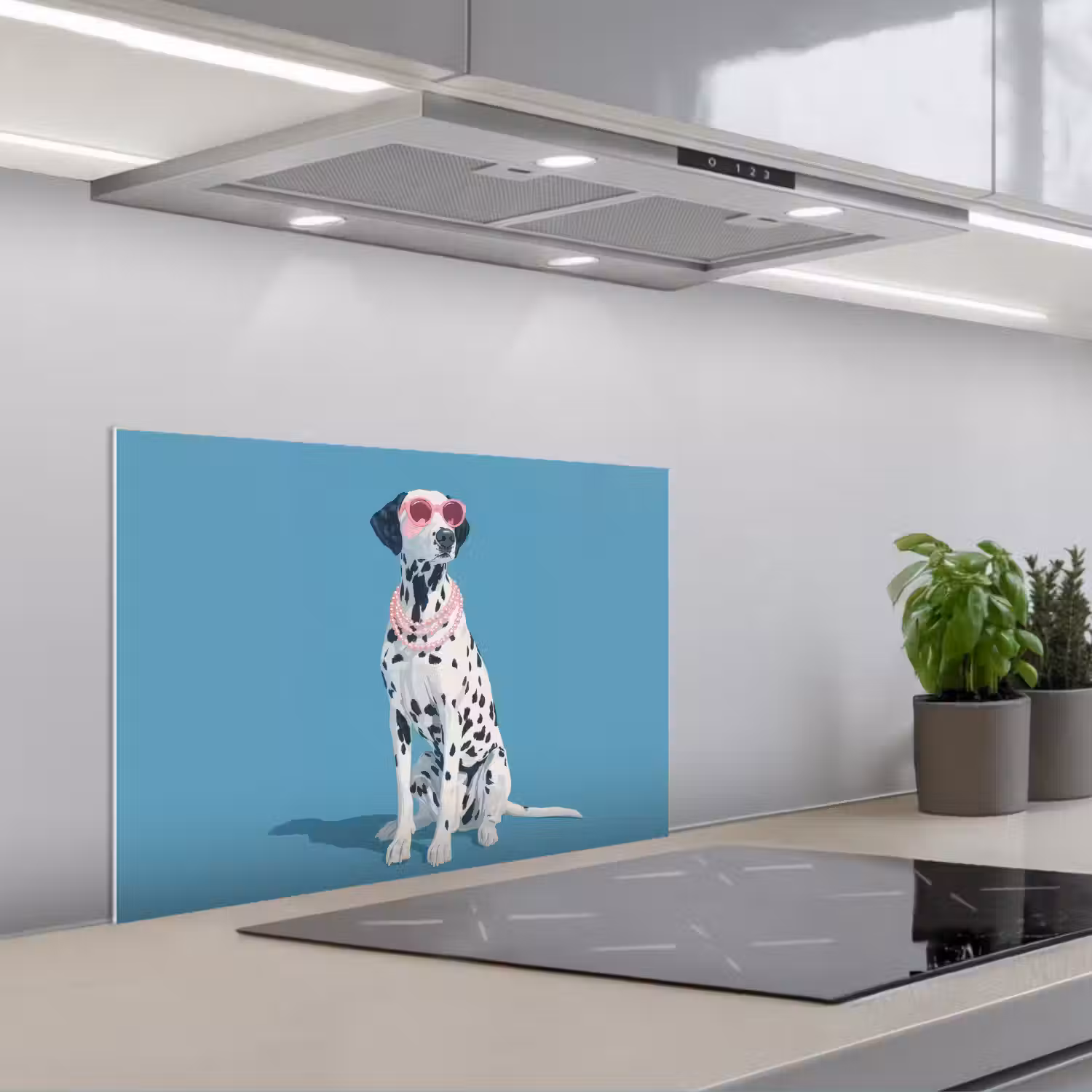 Dalmatiër - Zonnebril - Blauw keuken achterwand spatscherm klein -3d_schuin