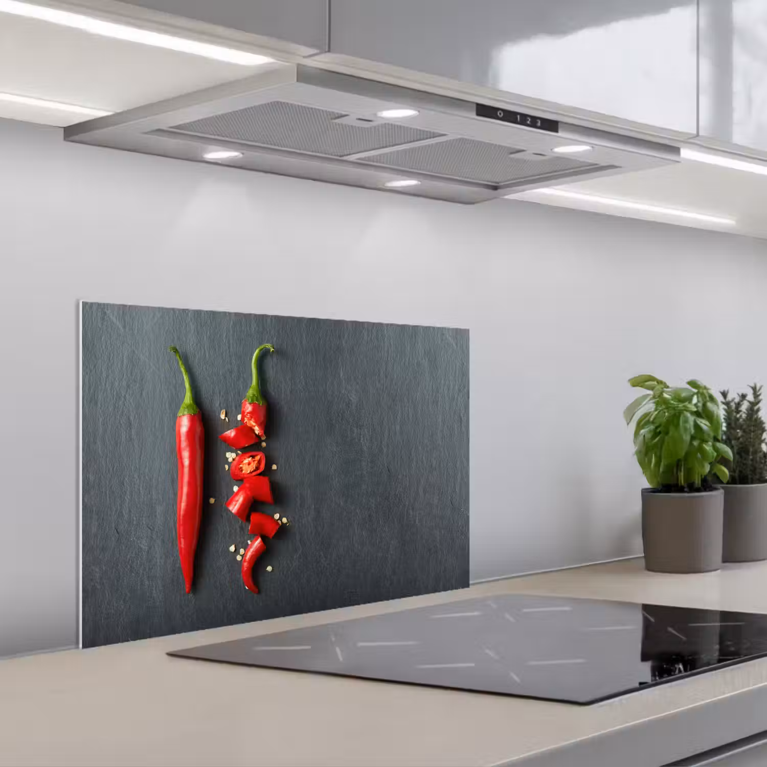 Het Spectrum van Pittigheid keuken achterwand spatscherm klein -3d_schuin