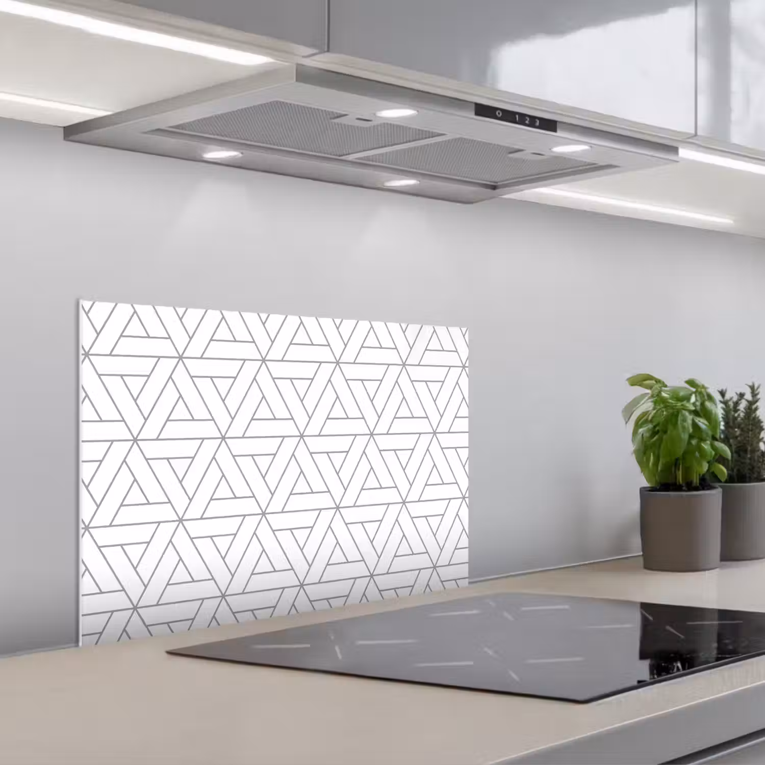 Design - Lijn - Patroon - Zwart - Wit keuken achterwand spatscherm klein 900 -3d_schuin