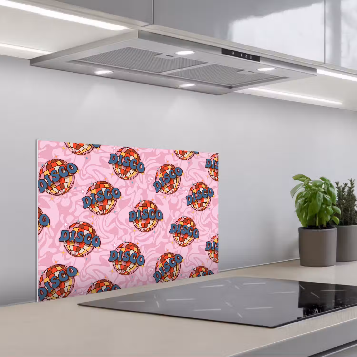 Disco - Bal - Patroon - Roze keuken achterwand spatscherm klein 900 -3d_schuin