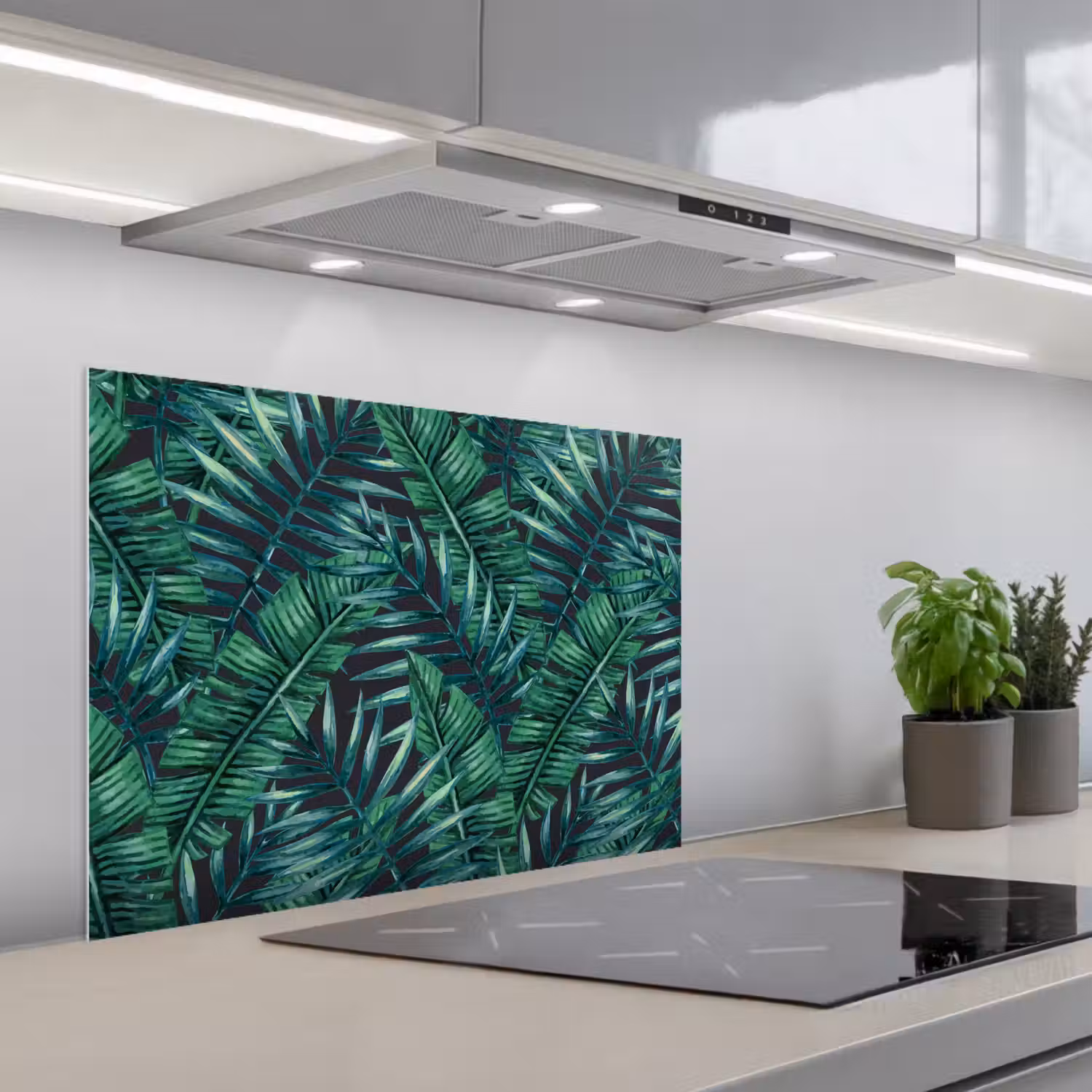 Jungle - Bladeren - Tropical keuken achterwand spatscherm middel -3d_schuin