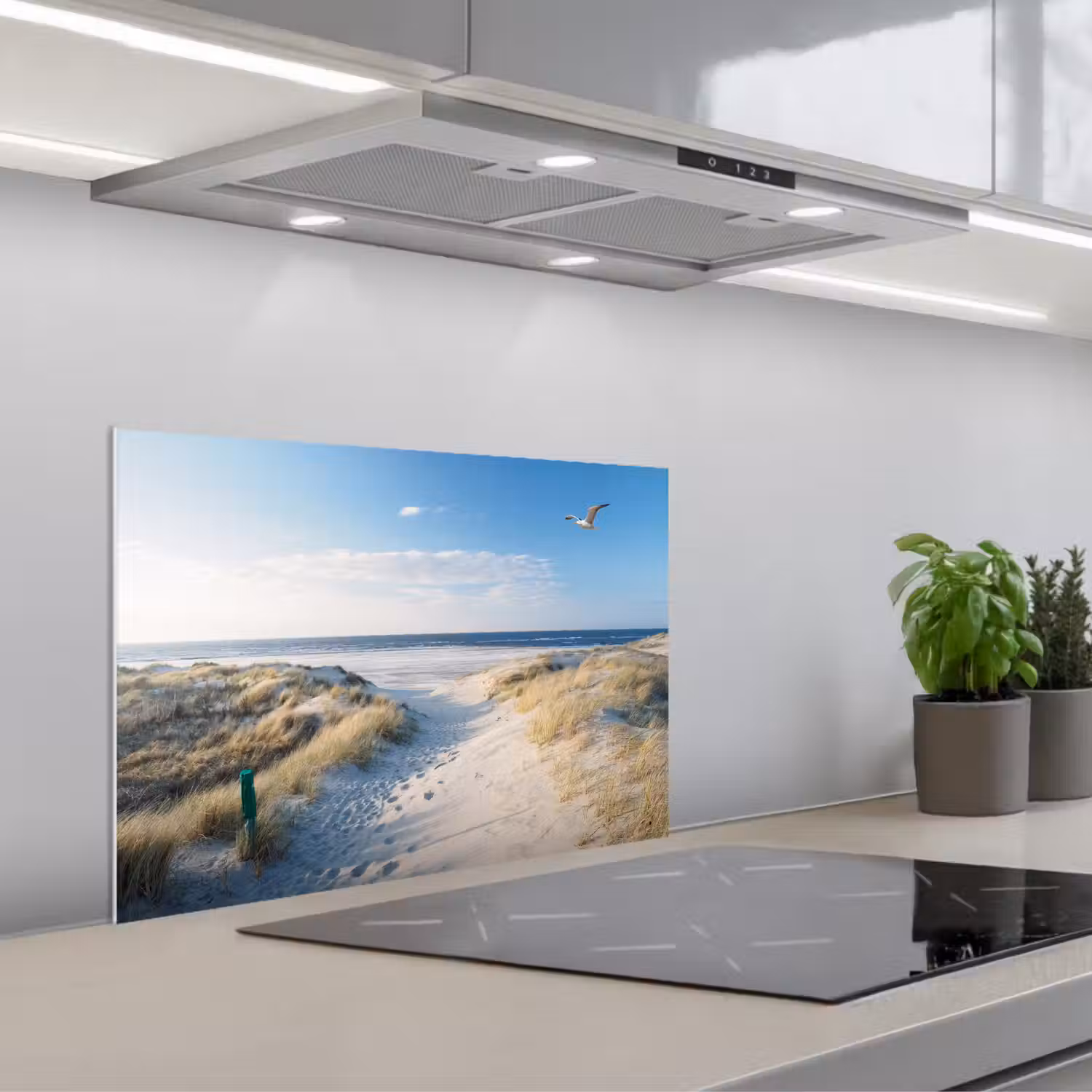 Duin - Meeuw - Strand - Zee - Zon keuken achterwand spatscherm klein -3d_schuin