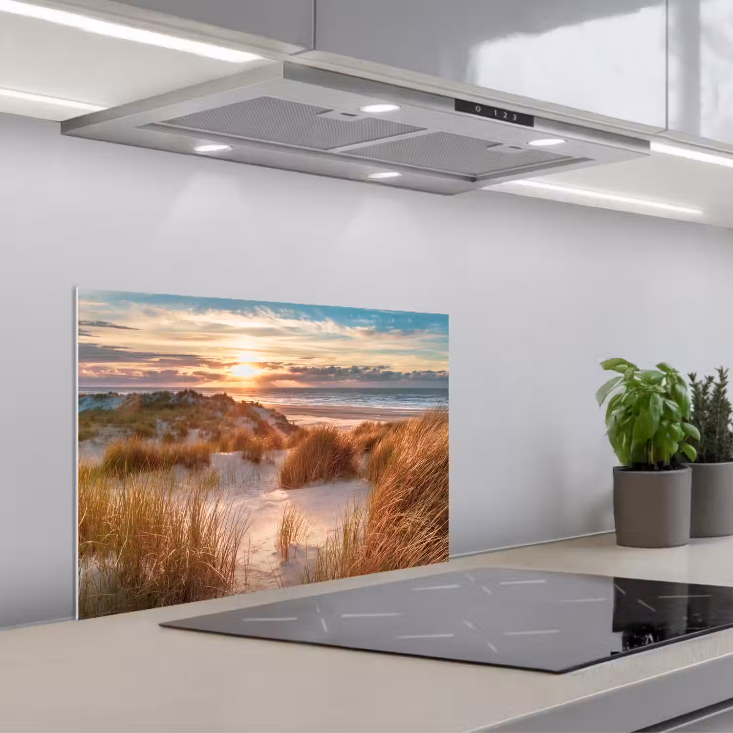 Duin - Planten - Zonsondergang - Strand - Zee keuken achterwand spatscherm klein -3d_schuin