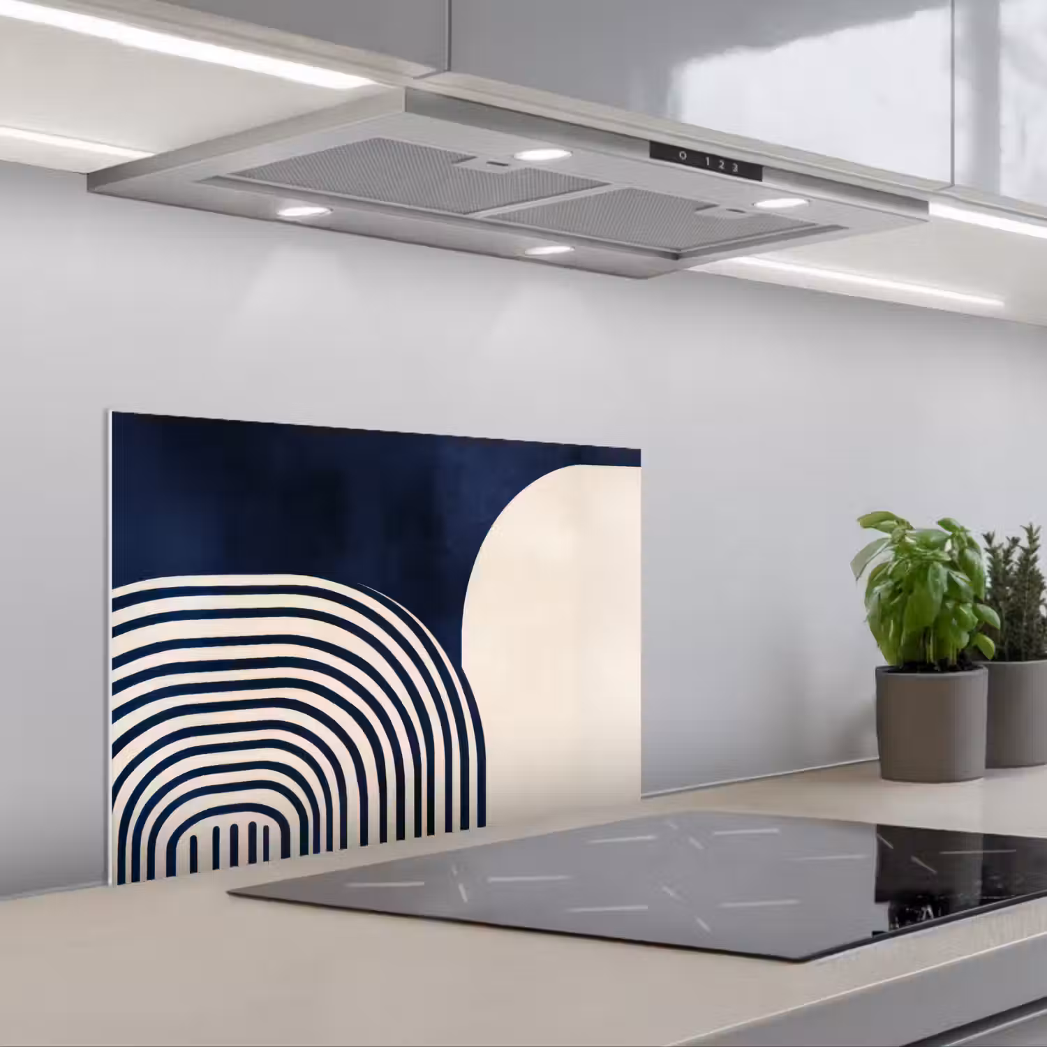 Donkerblauw - Abstract - Lijnen keuken achterwand spatscherm klein -3d_schuin