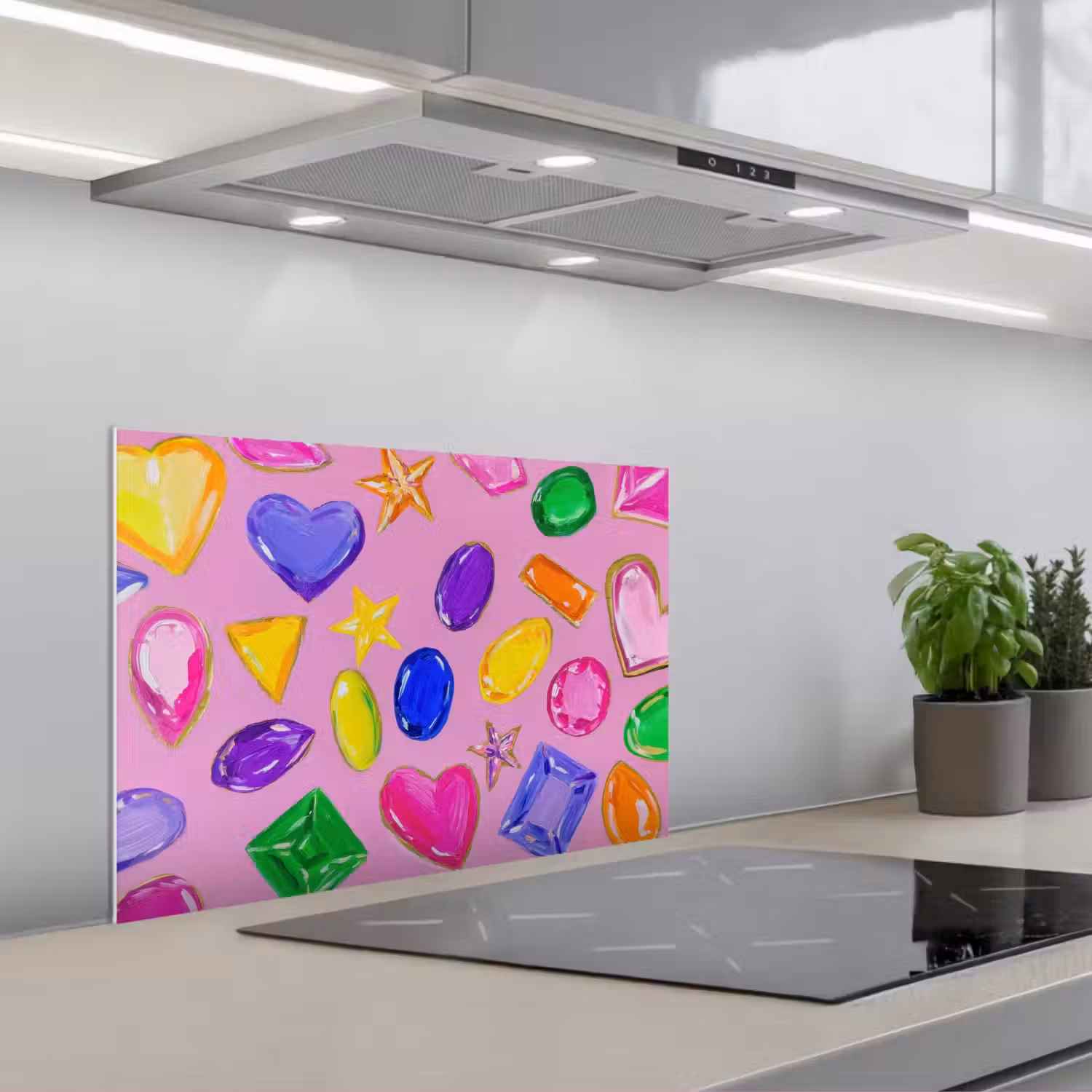 Edelstenen - Vormen - Hartje - Kleurrijk keuken achterwand spatscherm klein -3d_schuin