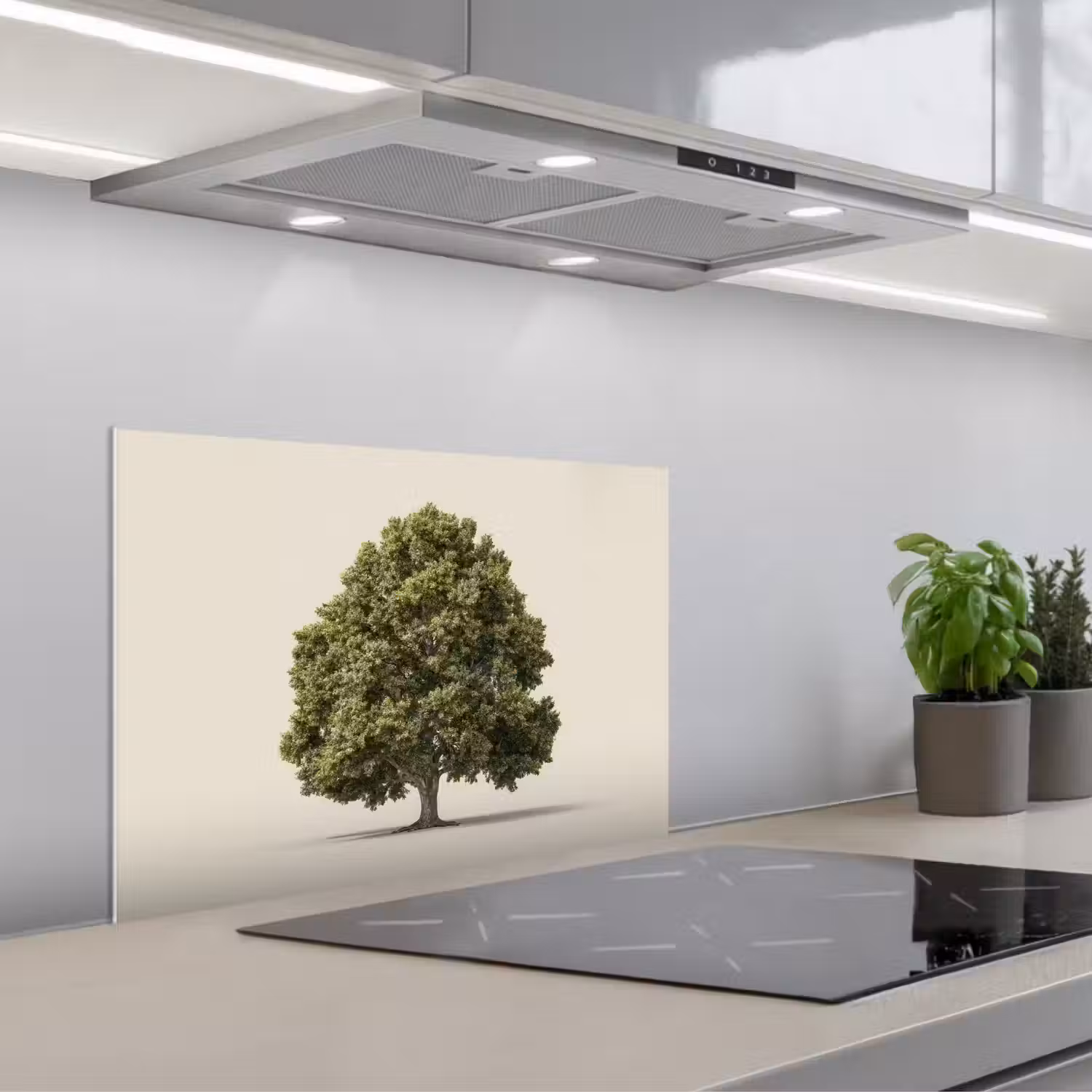 Eikenboom - Groen - Lichte achtergrond keuken achterwand spatscherm klein -3d_schuin