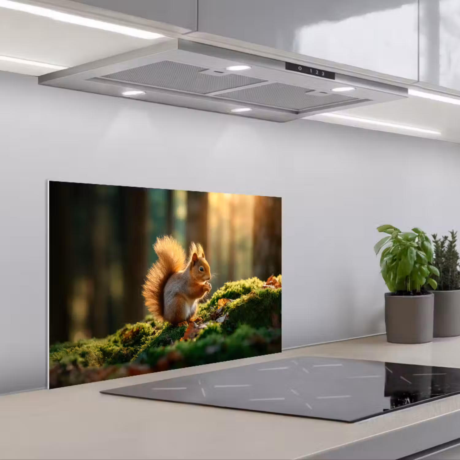 Eekhoorn - Nootje - Gras keuken achterwand spatscherm klein -3d_schuin