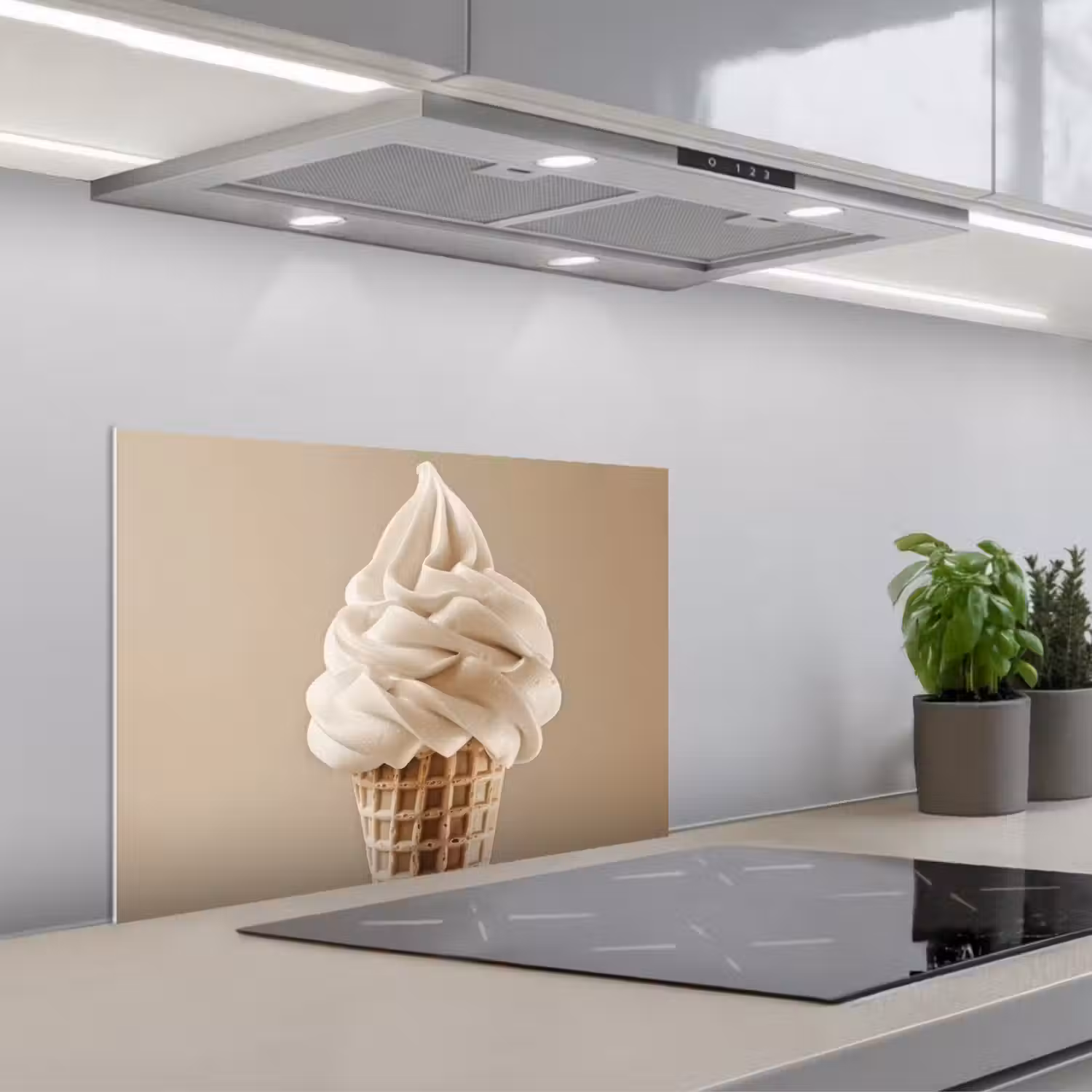 IJs - Softijs - Romig - Hoorntje - Beige keuken achterwand spatscherm klein -3d_schuin