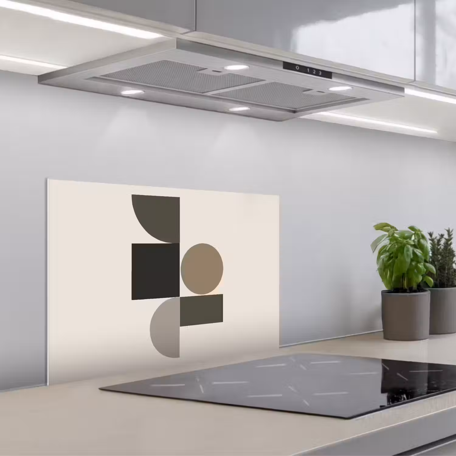 Aardetinten - Abstracte compositie - Eenvoudige vormen keuken achterwand spatscherm klein -3d_schuin