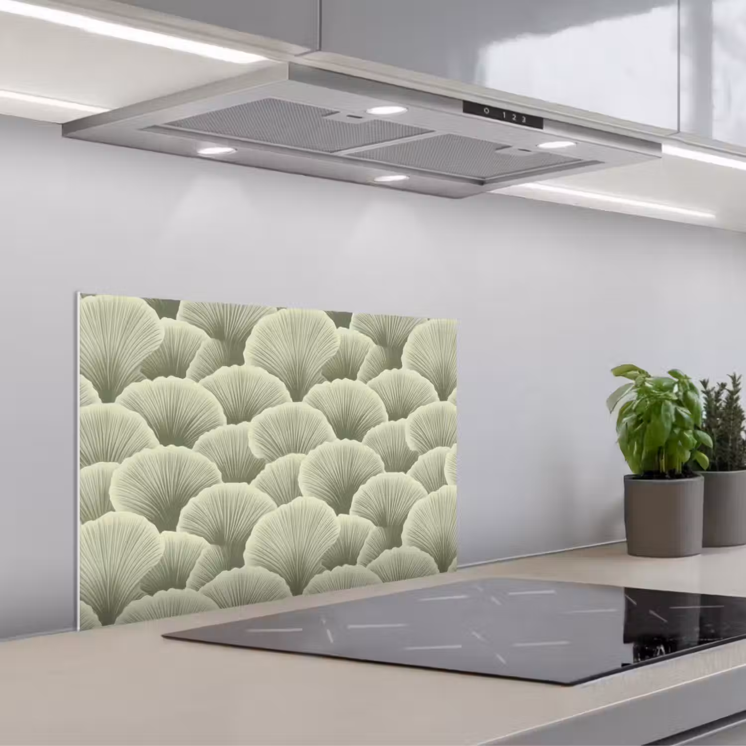 Waaier - Blad - Groen keuken achterwand spatscherm klein 900 -3d_schuin