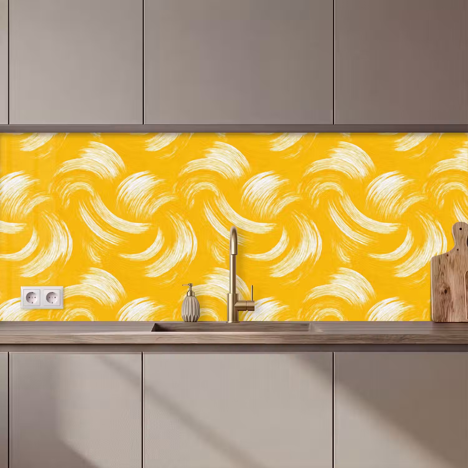 Verfstreken - Abstract - Dynamisch - Geel keuken achterwand 2 middel 871 zz_3dshopping