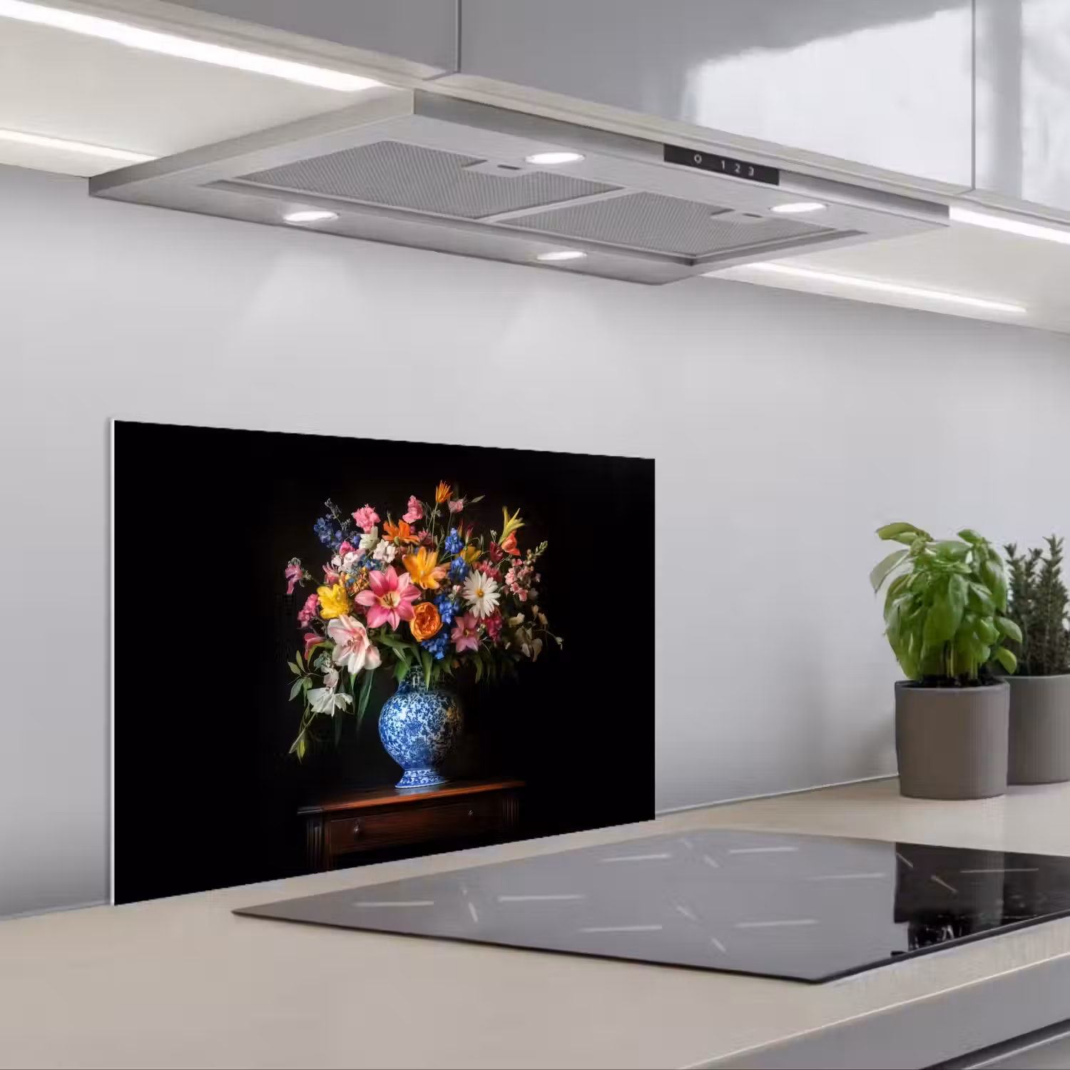 Kleur - Vaas - Bloemen - Boeket keuken achterwand spatscherm klein -3d_schuin
