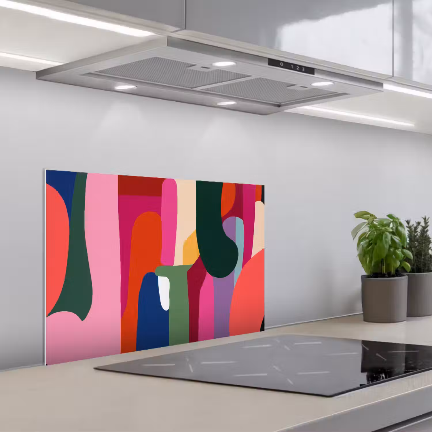 Kleurvakken - Recht - Rond - Abstract keuken achterwand spatscherm klein -3d_schuin