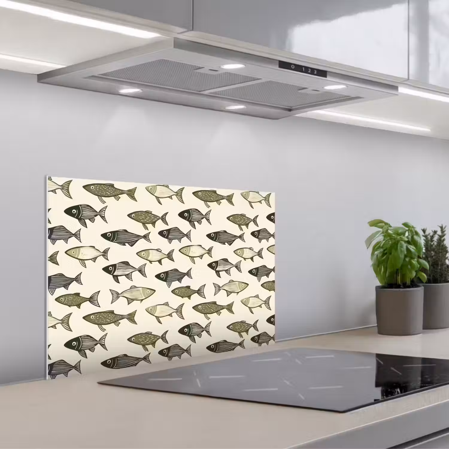 Vissen - Klassiek - Groen keuken achterwand spatscherm klein 900 -3d_schuin