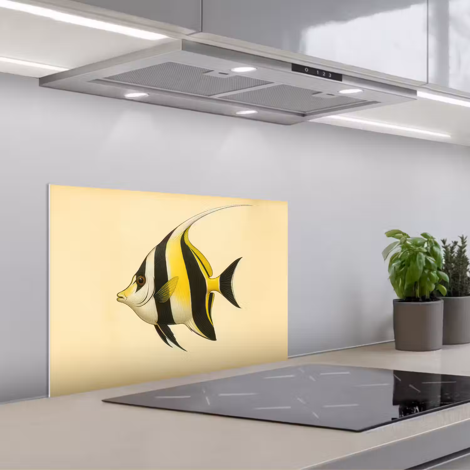 Vis - Sierlijk - Rugvin - Geel keuken achterwand spatscherm klein -3d_schuin