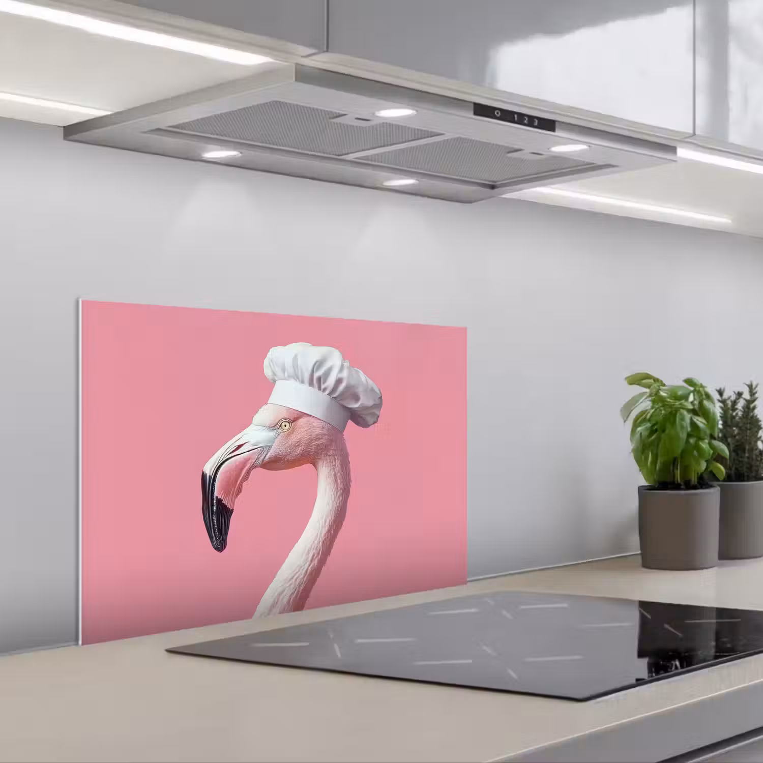 Flamingo - Roze - Koksmuts - Vogel keuken achterwand spatscherm klein -3d_schuin