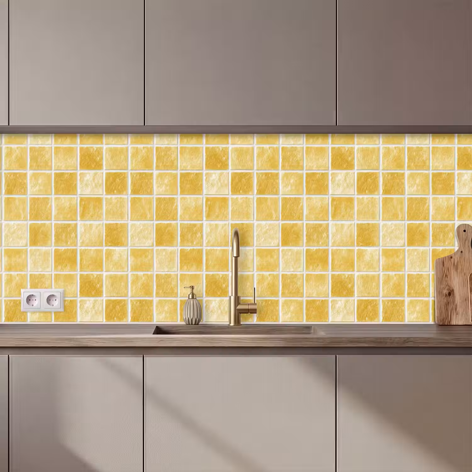 Tegels - Mozaïek - Textuur - Goudgeel keuken achterwand 2 middel 871 zz_3dshopping