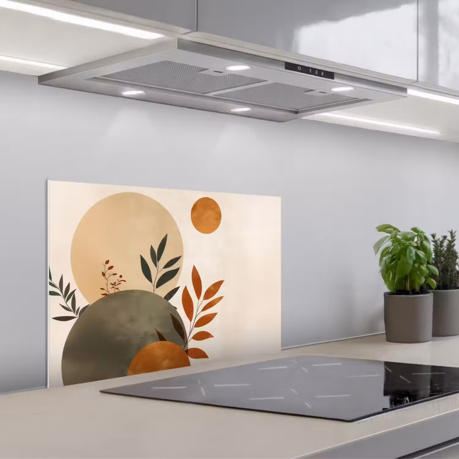 Vormen - Rond - Bladeren - Beige keuken achterwand spatscherm klein -3d_schuin