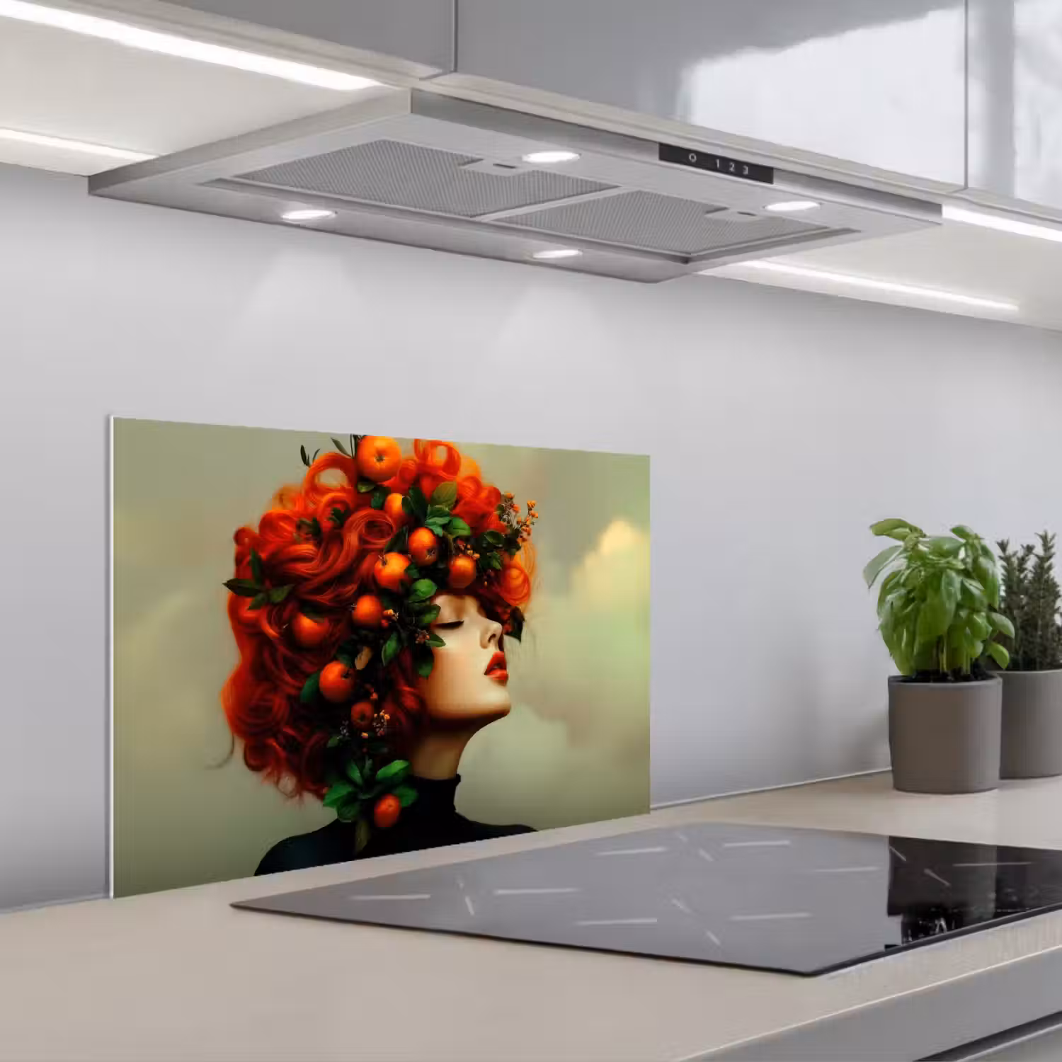 Vrouw - Appels - Rood - Bladeren keuken achterwand spatscherm klein -3d_schuin