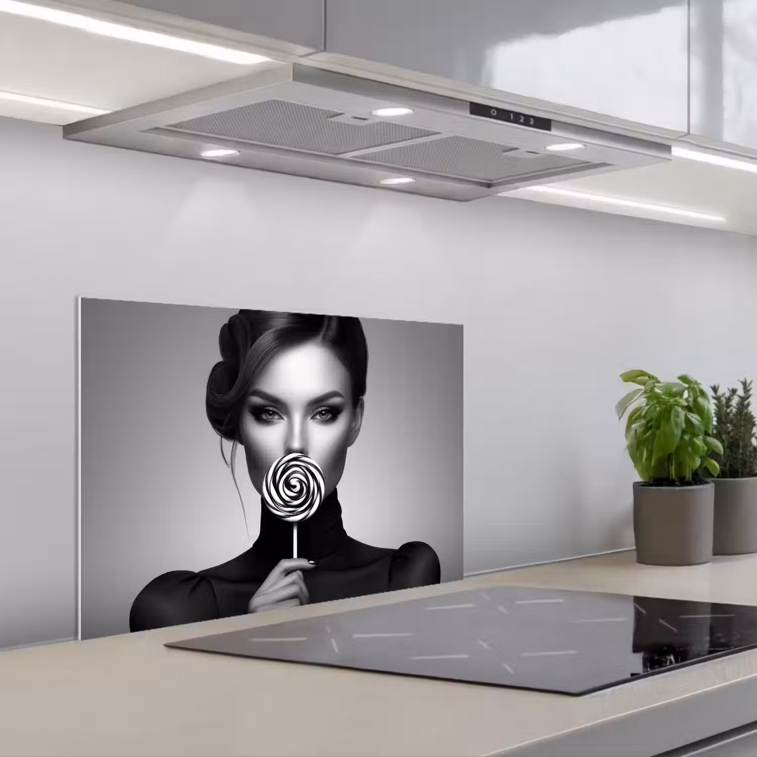 Vrouw - Lolly - Zwart keuken achterwand spatscherm klein -3d_schuin