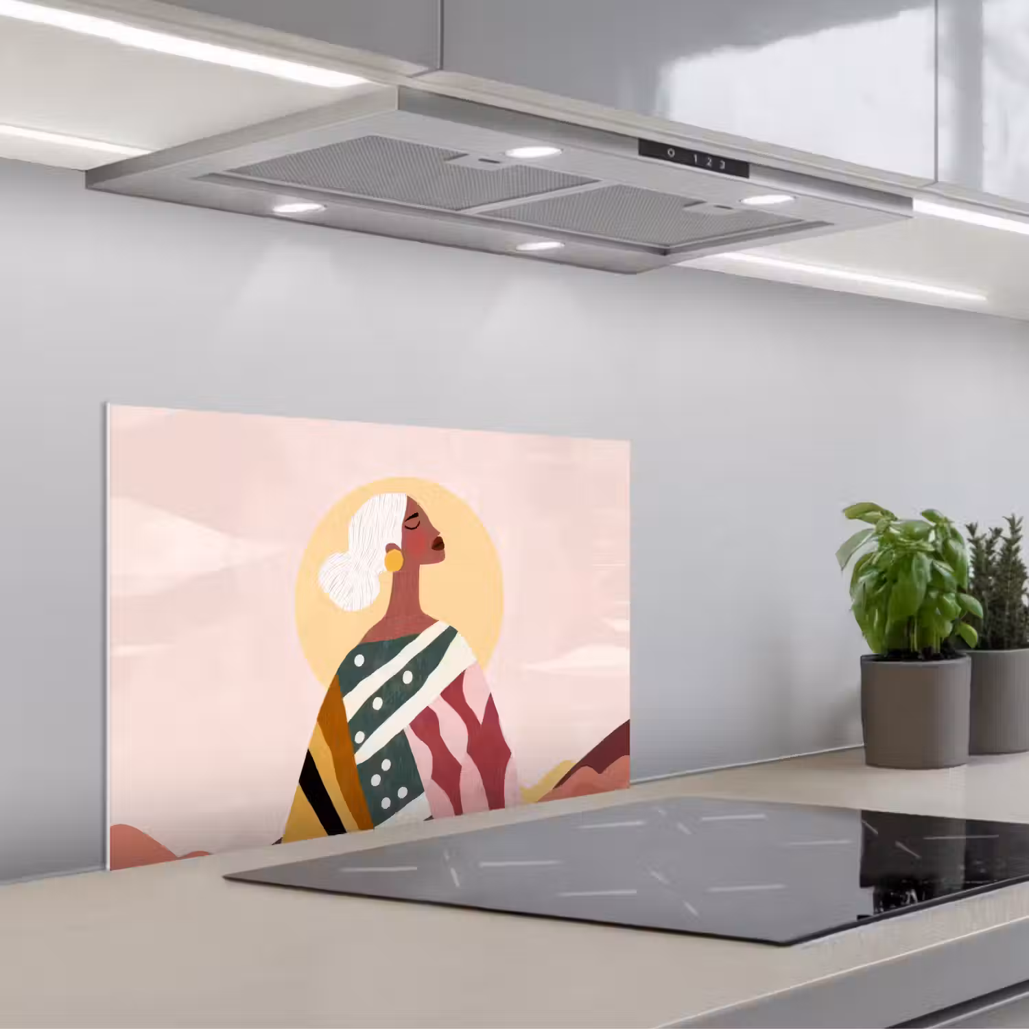 Vrouw - Zon - Kleurrijk keuken achterwand spatscherm klein -3d_schuin