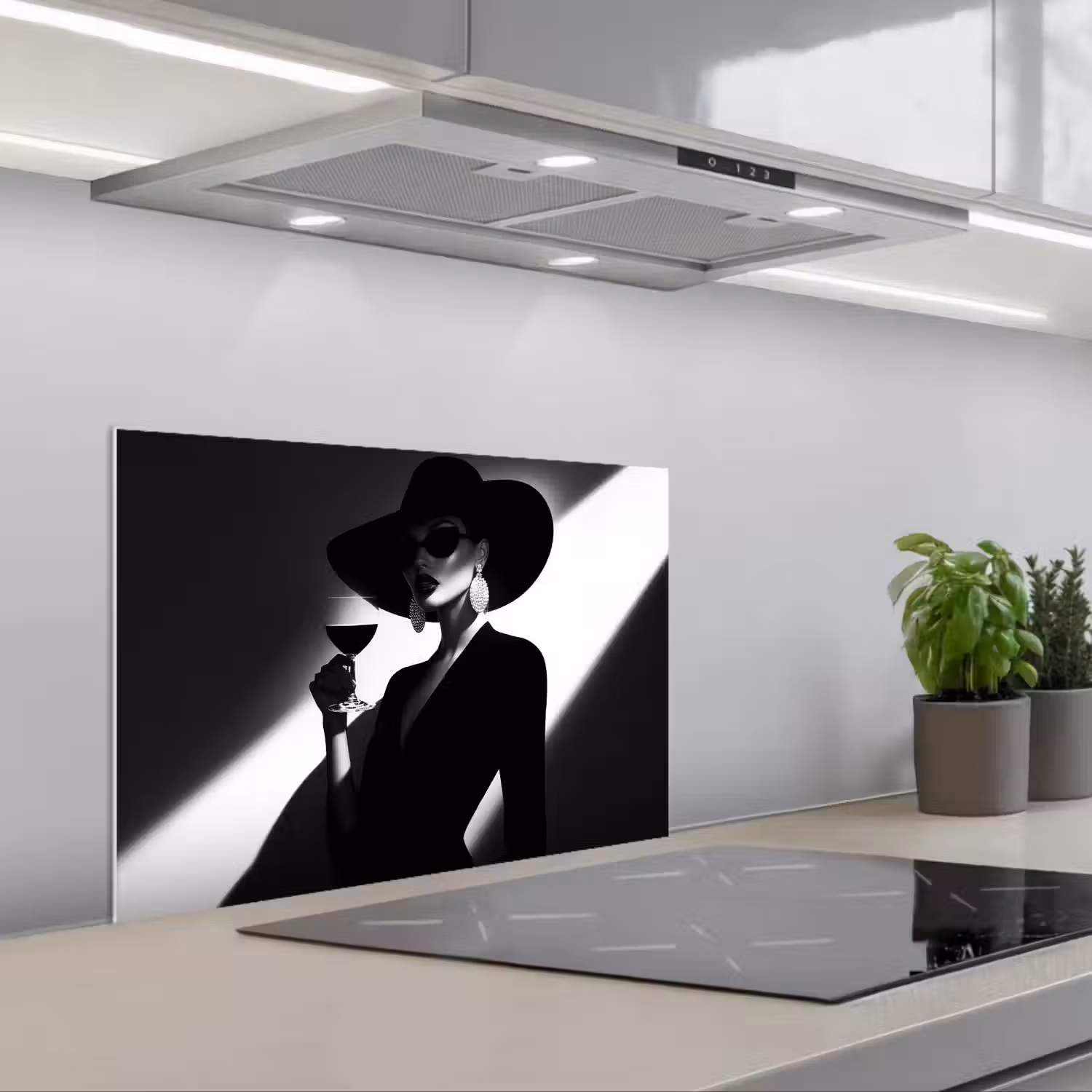 Vrouw - Wijn - Chic keuken achterwand spatscherm klein -3d_schuin