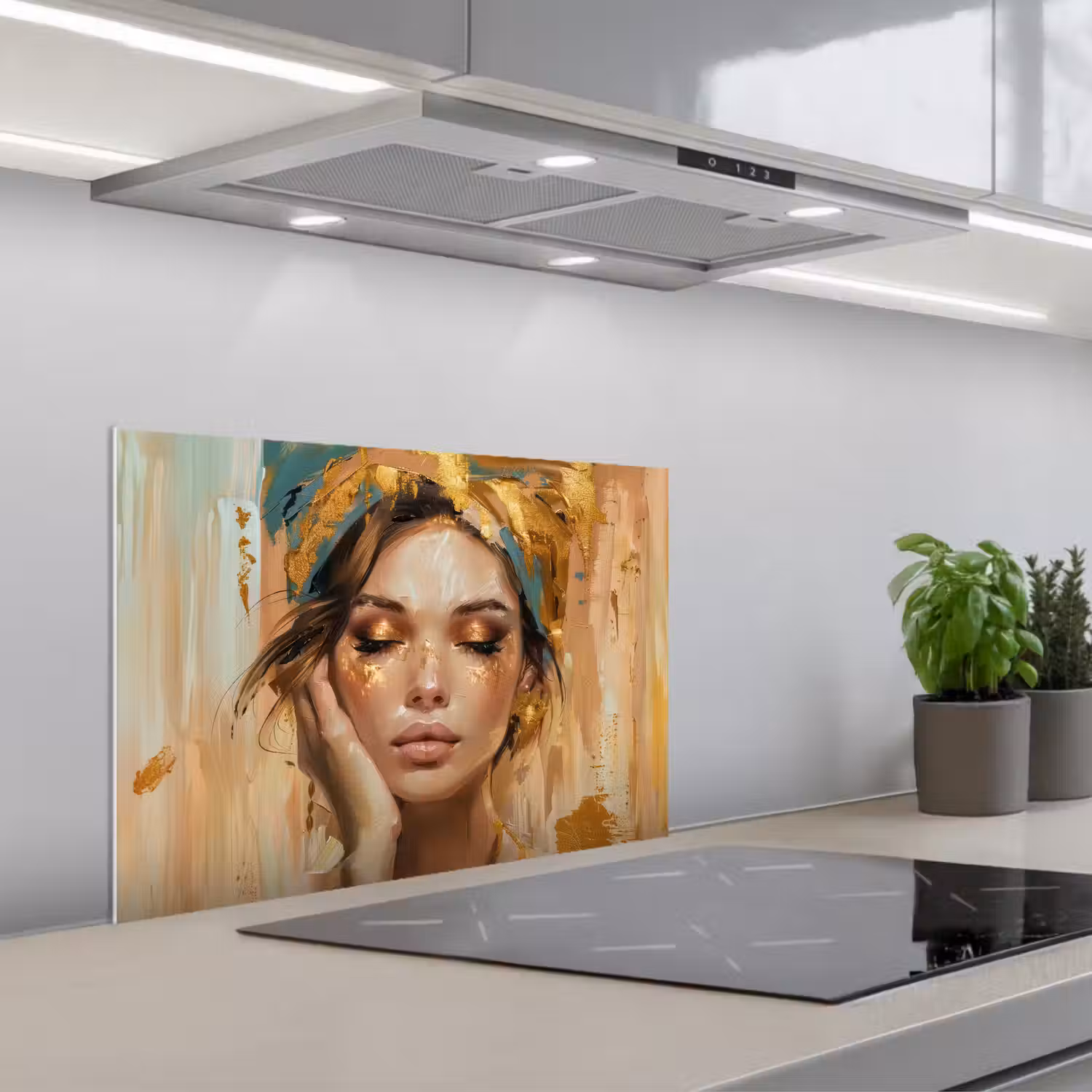 Vrouwen - Portret - Luxe - Goud keuken achterwand spatscherm klein -3d_schuin