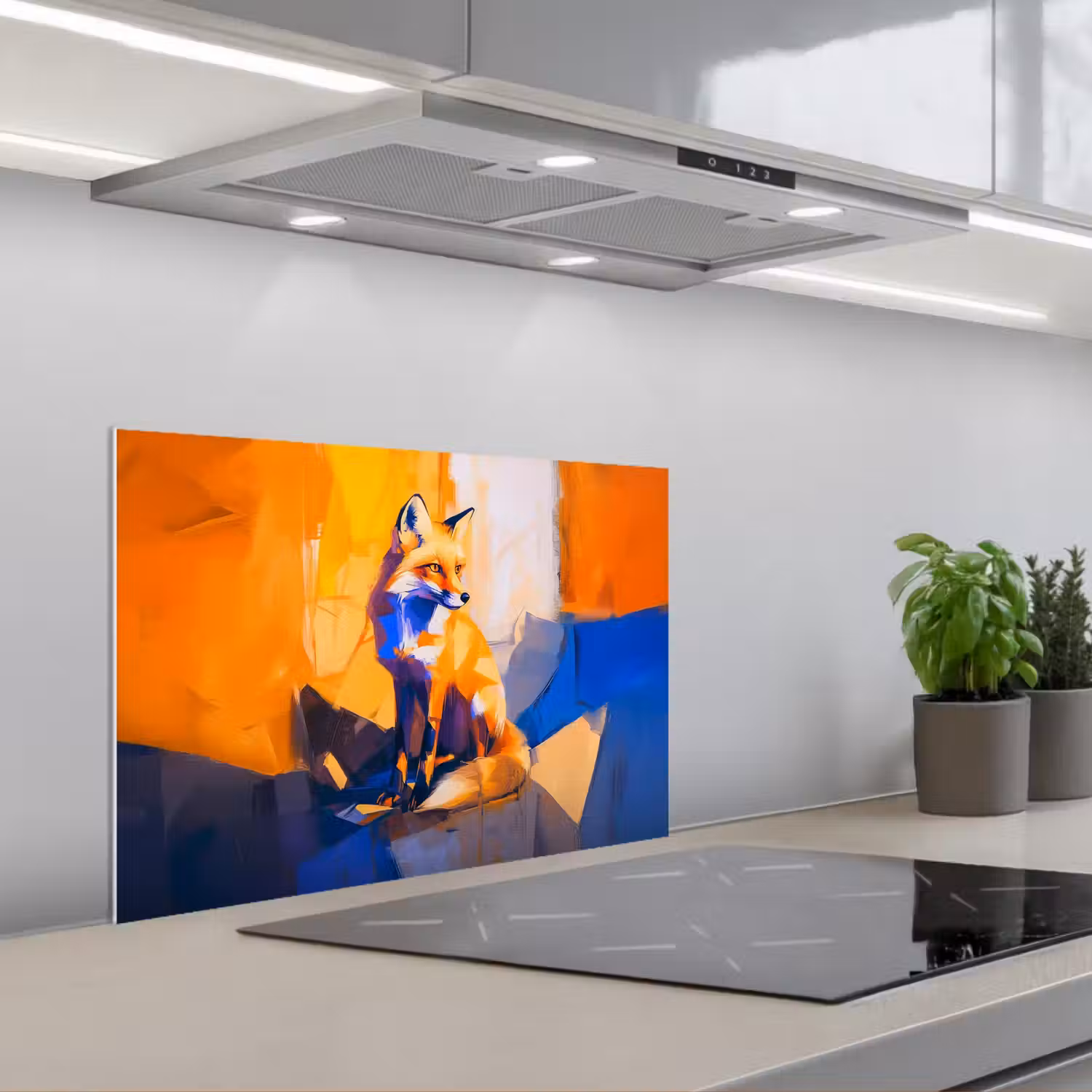 Vos - Oranje - Vormen - Abstract keuken achterwand spatscherm klein -3d_schuin