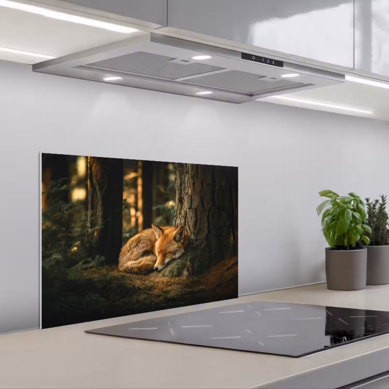 Vos - Bos - Slapen keuken achterwand spatscherm klein -3d_schuin