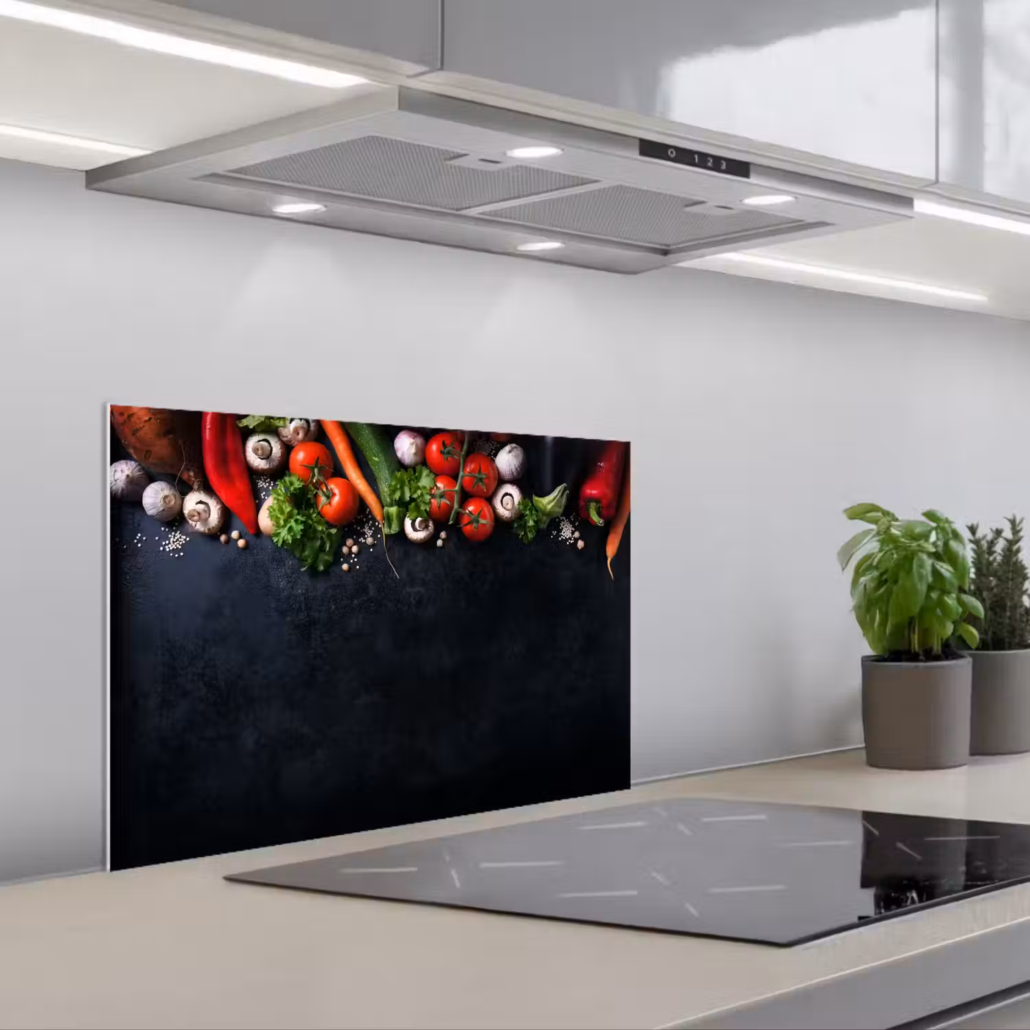 Groente - Kruiden - Specerijen - Zwart - Rustiek - Keuken keuken achterwand spatscherm klein -3d_schuin