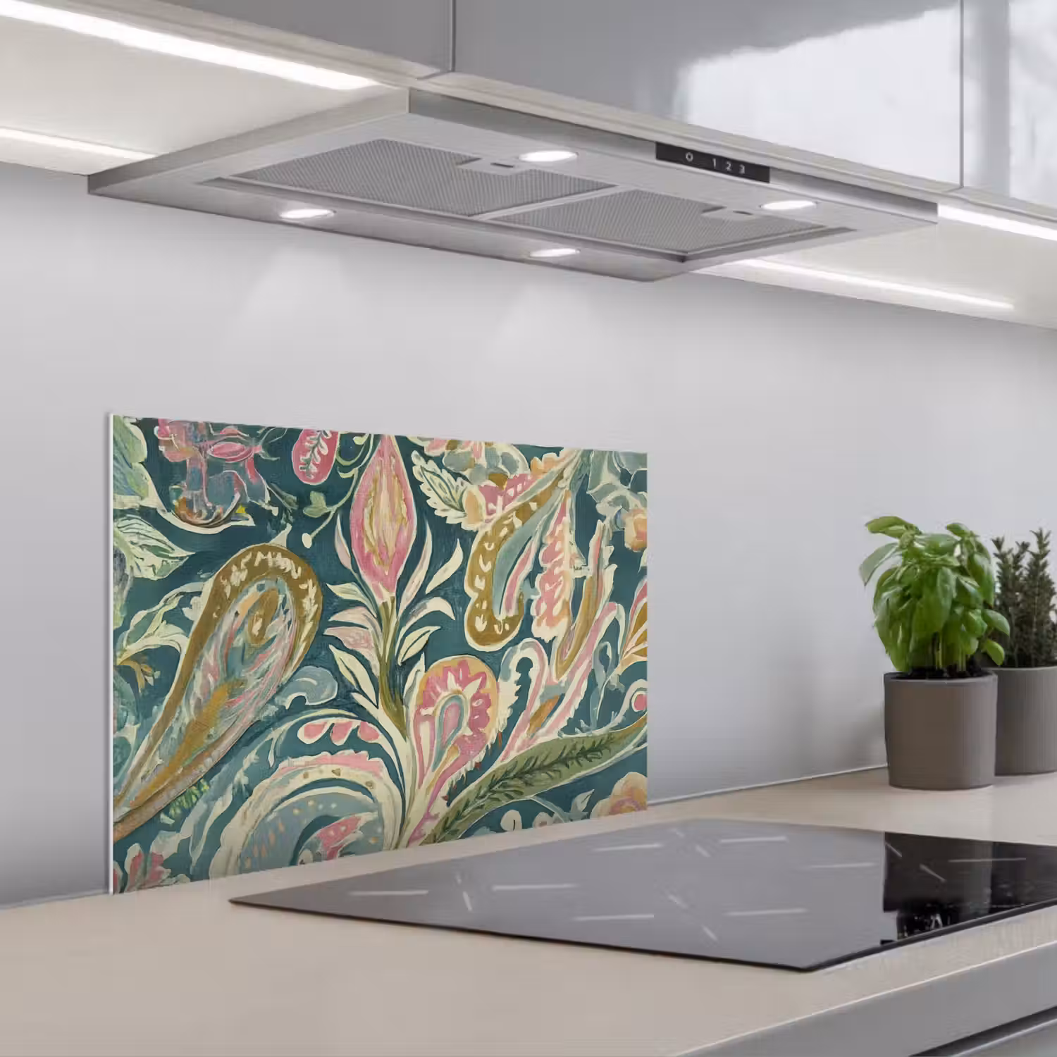 Patroon - Kleurrijk - Sierlijk - Groen keuken achterwand spatscherm klein -3d_schuin