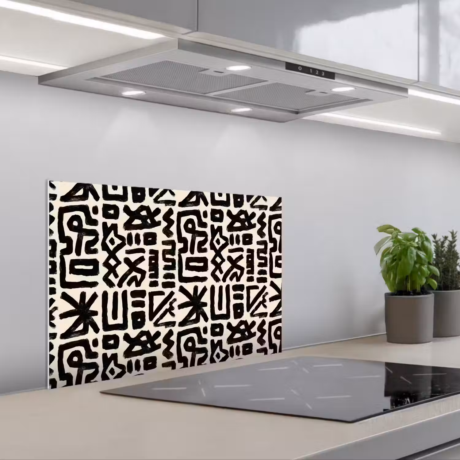 Geometrisch - Figuren - Zwart keuken achterwand spatscherm klein 900 -3d_schuin