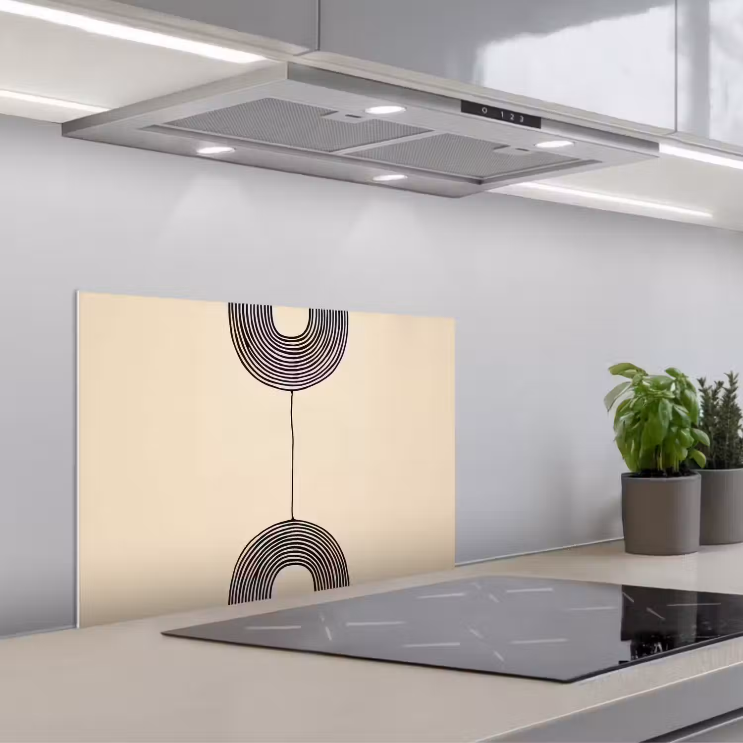 Geometrische bogen - Minimalistisch - Symmetrisch keuken achterwand spatscherm klein -3d_schuin