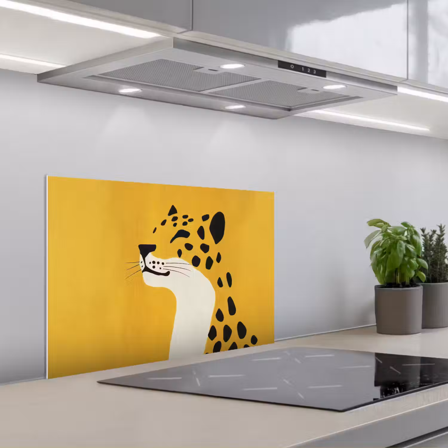 Cheetah - Illustratie - Geel keuken achterwand spatscherm klein -3d_schuin