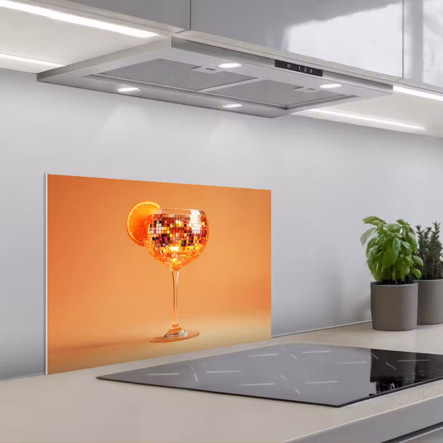 Drank - Oranje - Glitter - Disco keuken achterwand spatscherm klein -3d_schuin