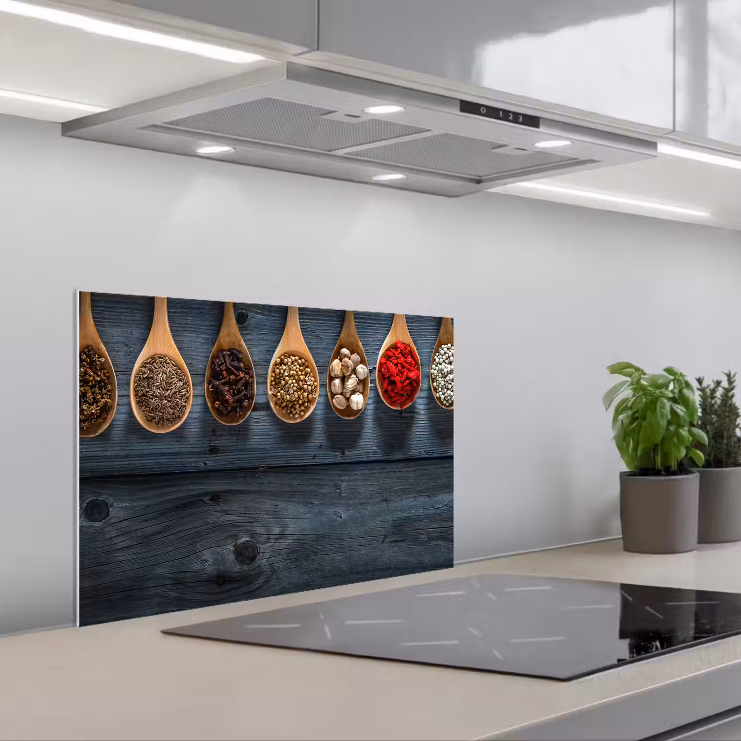 Kruiden - Lepels - Hout - Keuken - Specerijen - Industrieel keuken achterwand spatscherm klein -3d_schuin