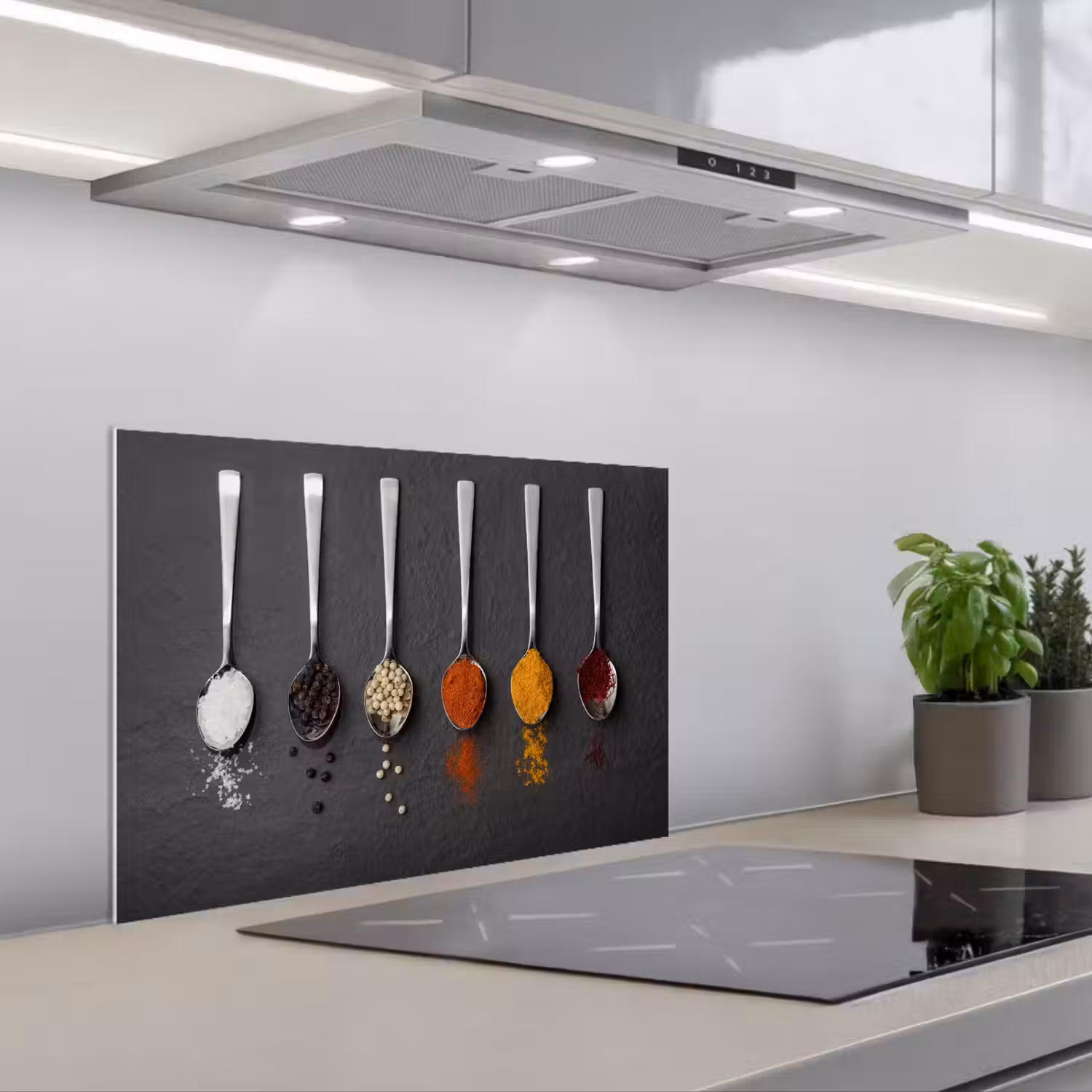 Specerijen - Lepels - Tafel - Rustiek - Kruiden keuken achterwand spatscherm klein -3d_schuin