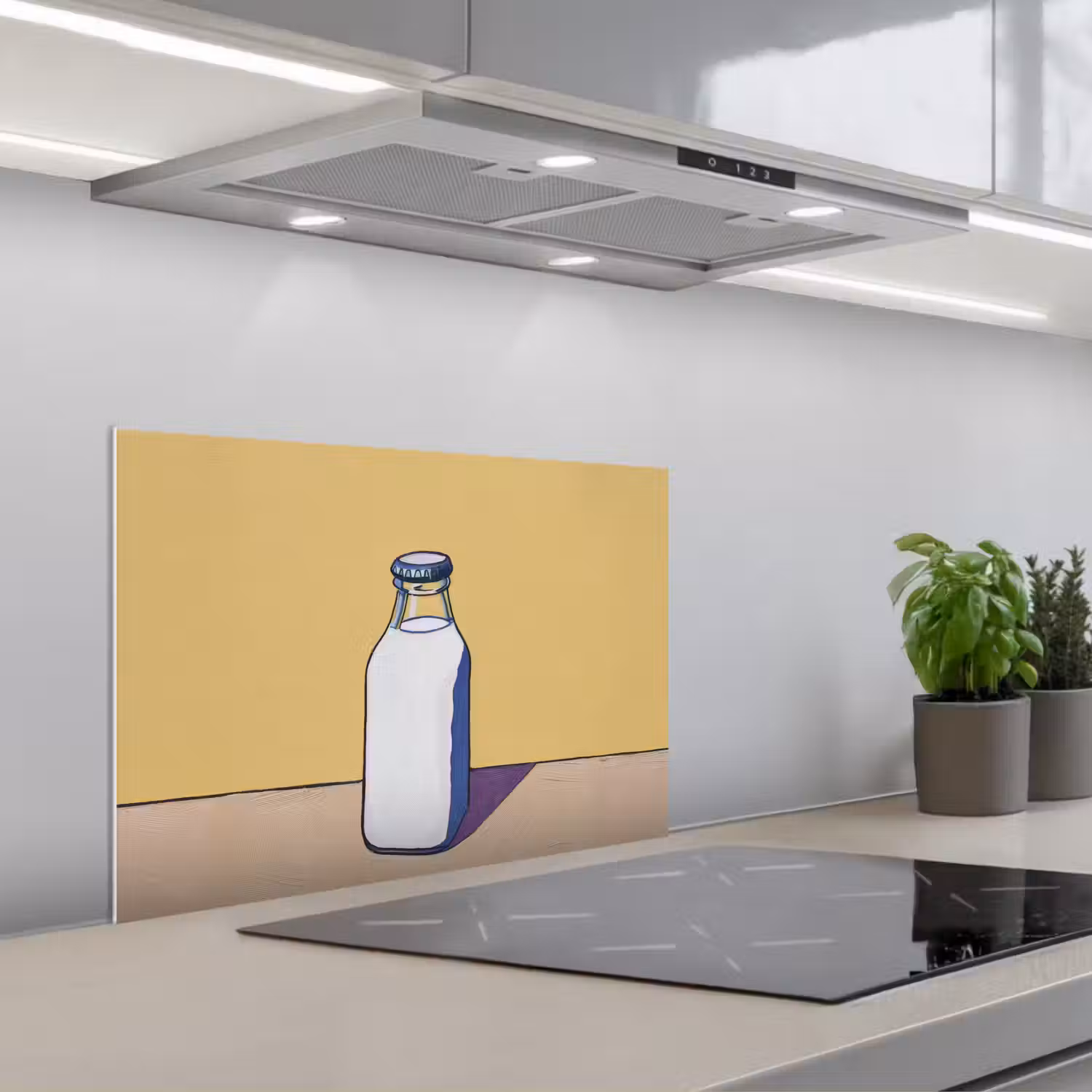 Glazen - Fles - Illustratie - Melk keuken achterwand spatscherm klein -3d_schuin