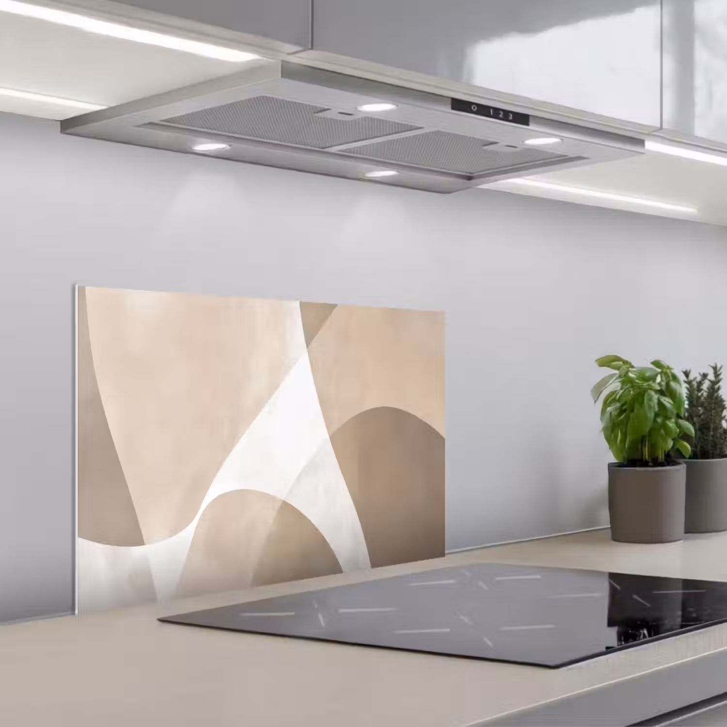 Vloeiende vlakken - Harmonieus - Golvend keuken achterwand spatscherm klein -3d_schuin