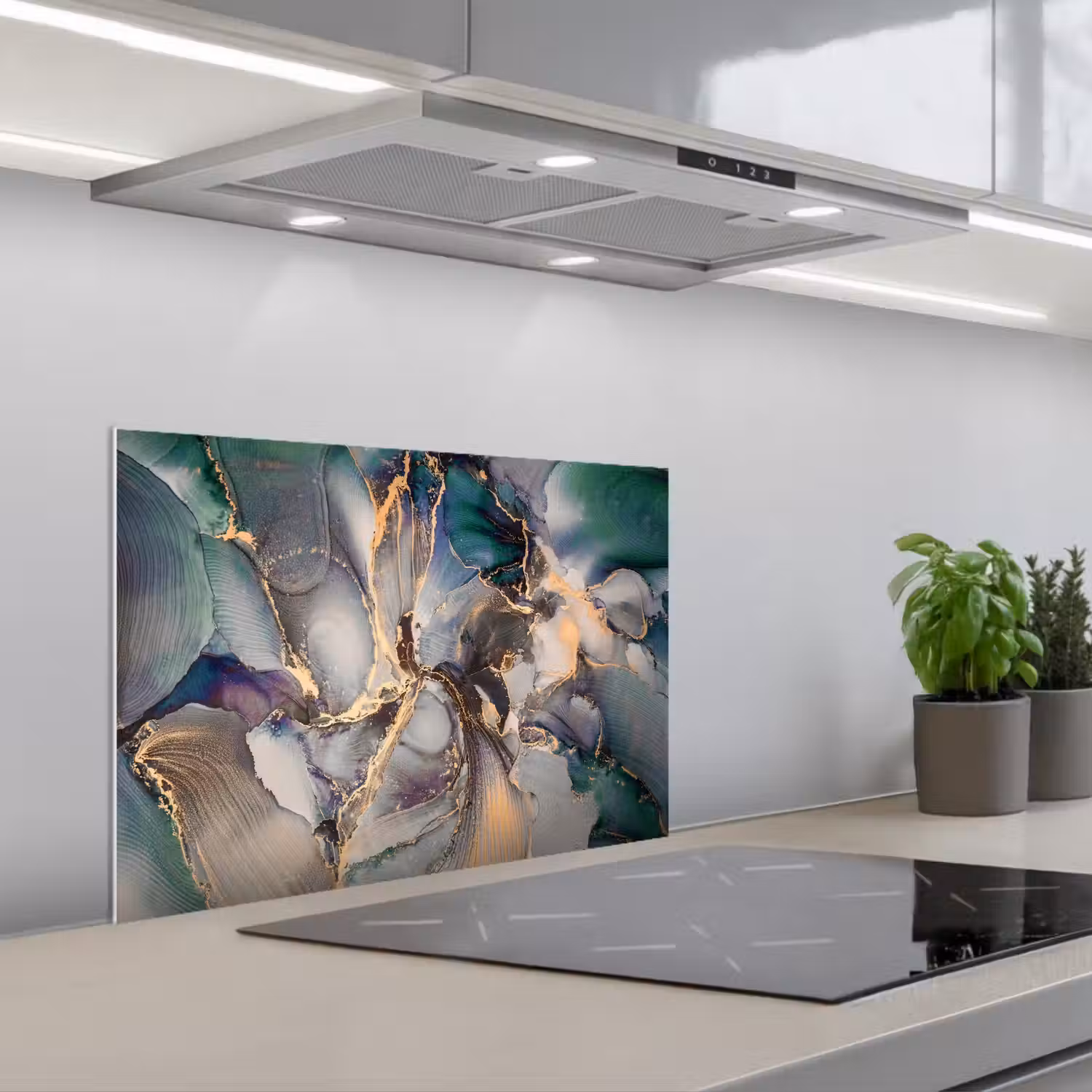 Goud - Blauw - Marmer keuken achterwand spatscherm klein -3d_schuin
