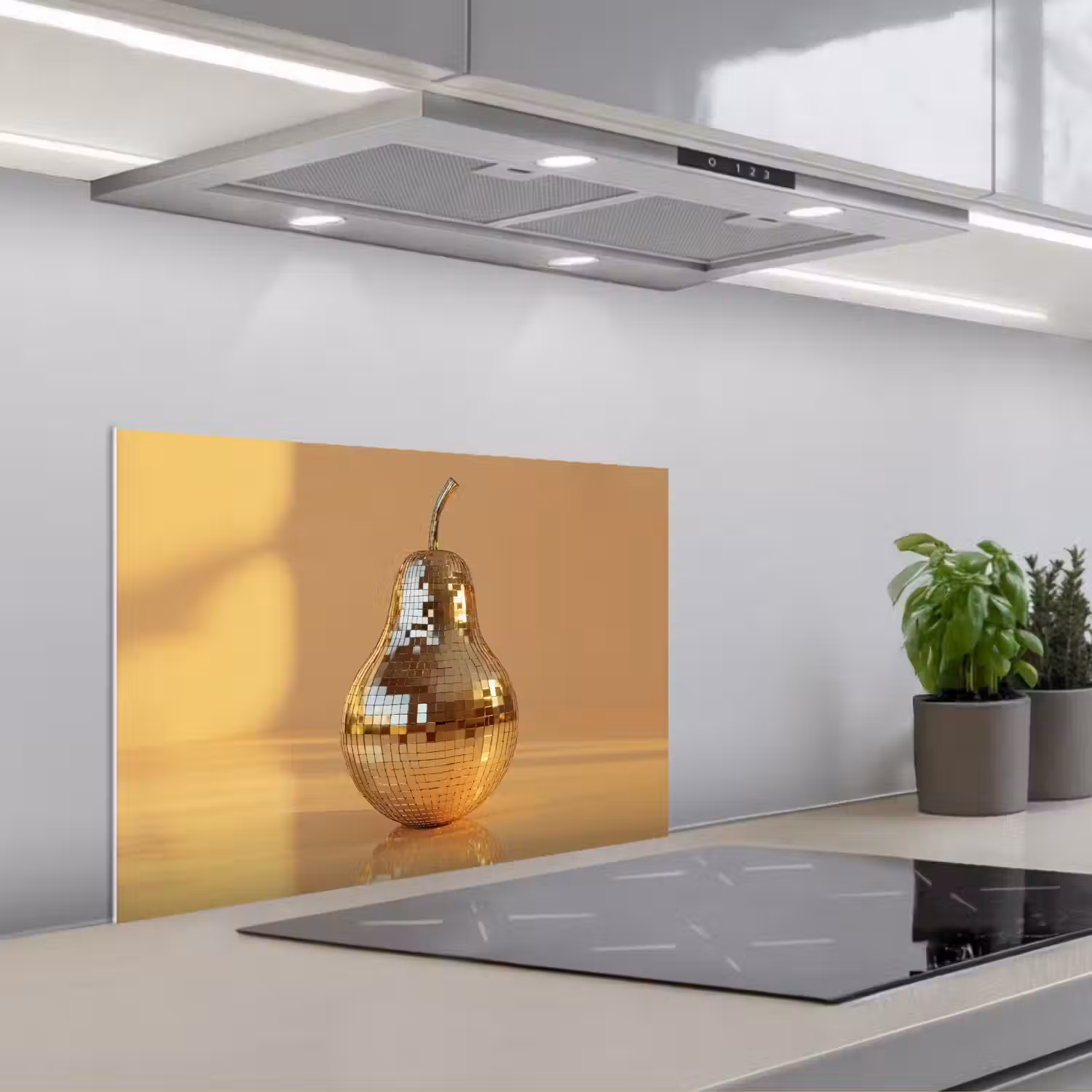 Goud - Disco - Glitter - Peer keuken achterwand spatscherm klein -3d_schuin