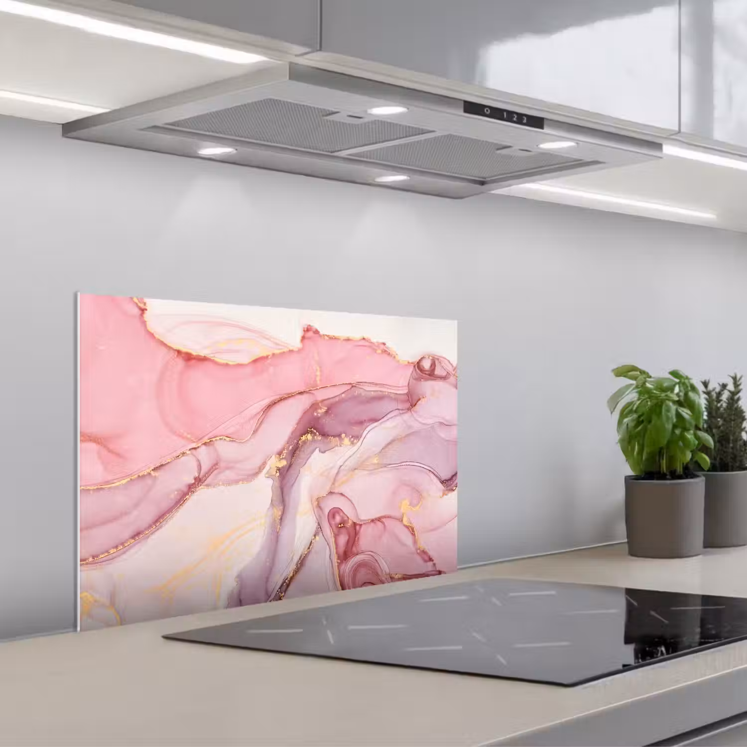 Goud - Marmer - Roze keuken achterwand spatscherm klein -3d_schuin