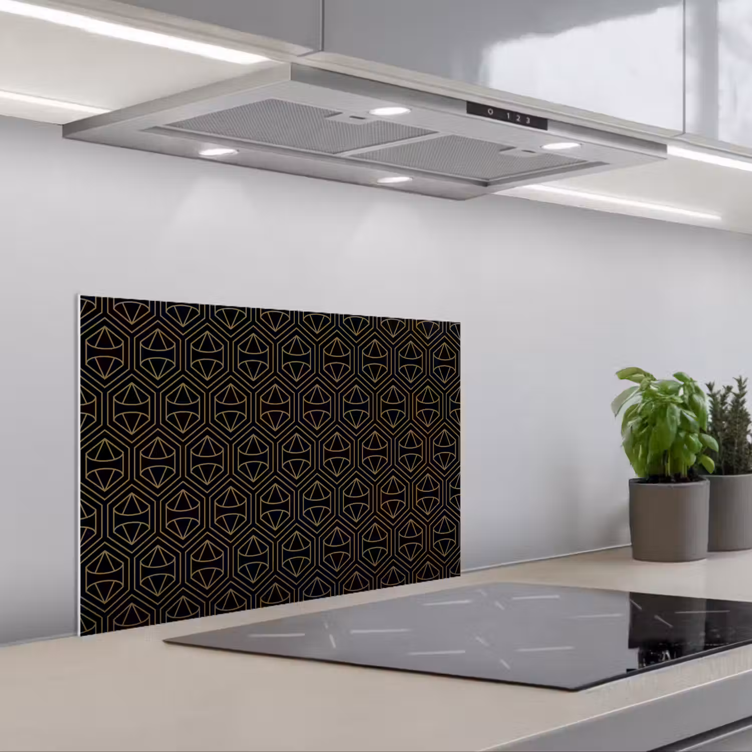 Goud - Zwart - Diamant keuken achterwand spatscherm klein 900 -3d_schuin