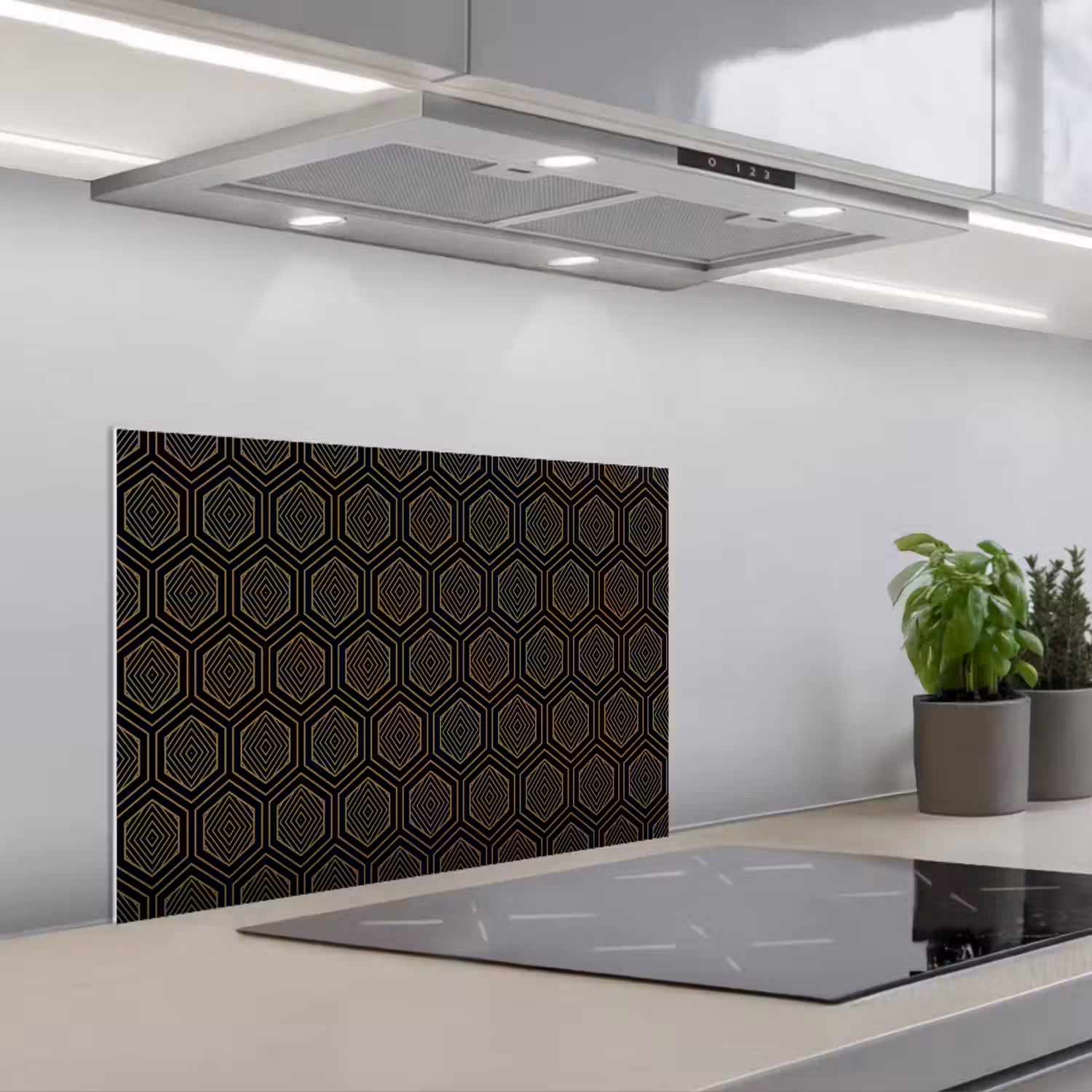 Goud - Zwart - Tunnel keuken achterwand spatscherm klein 900 -3d_schuin