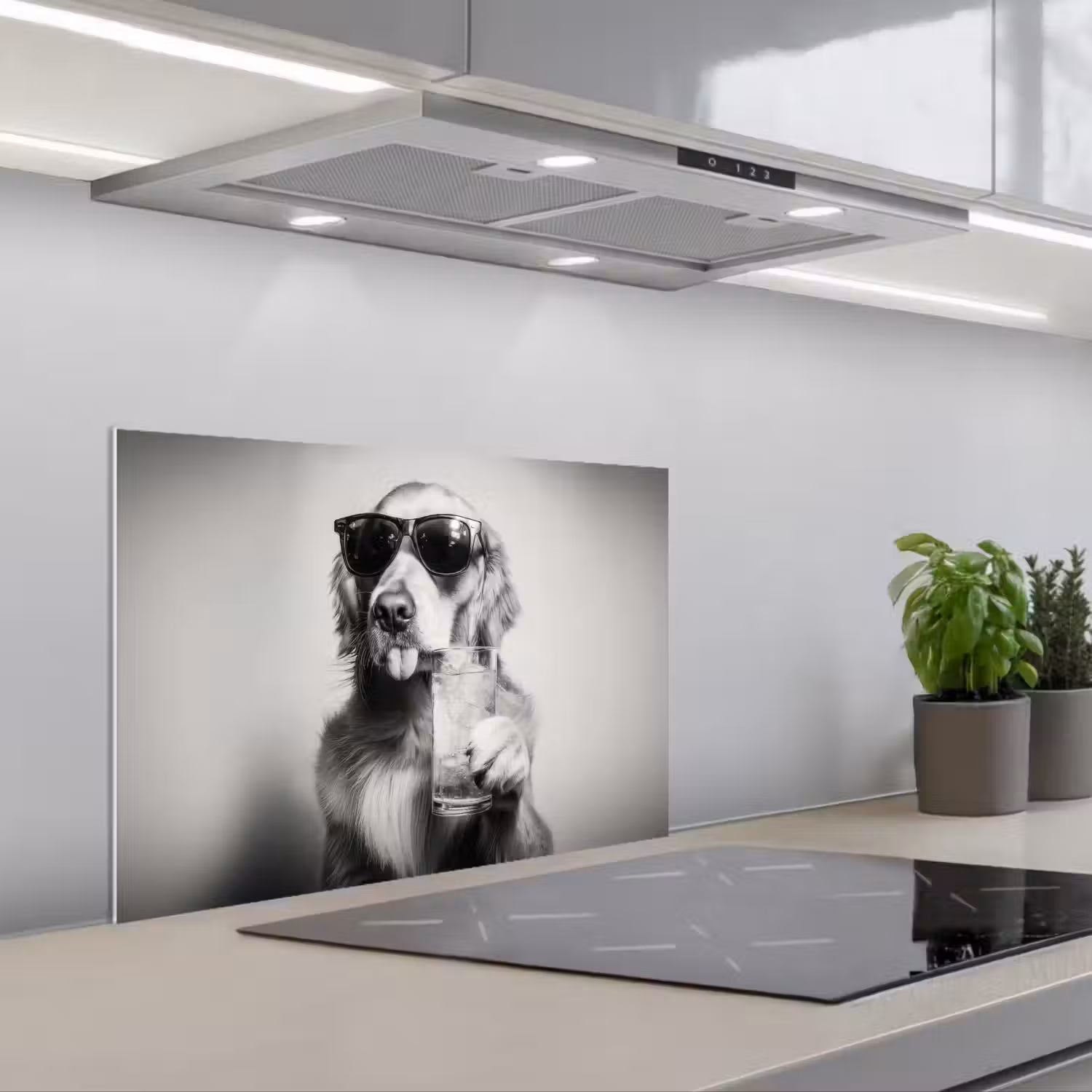 Golden retriever - Hond - Zonnebril - Gkas keuken achterwand spatscherm klein -3d_schuin