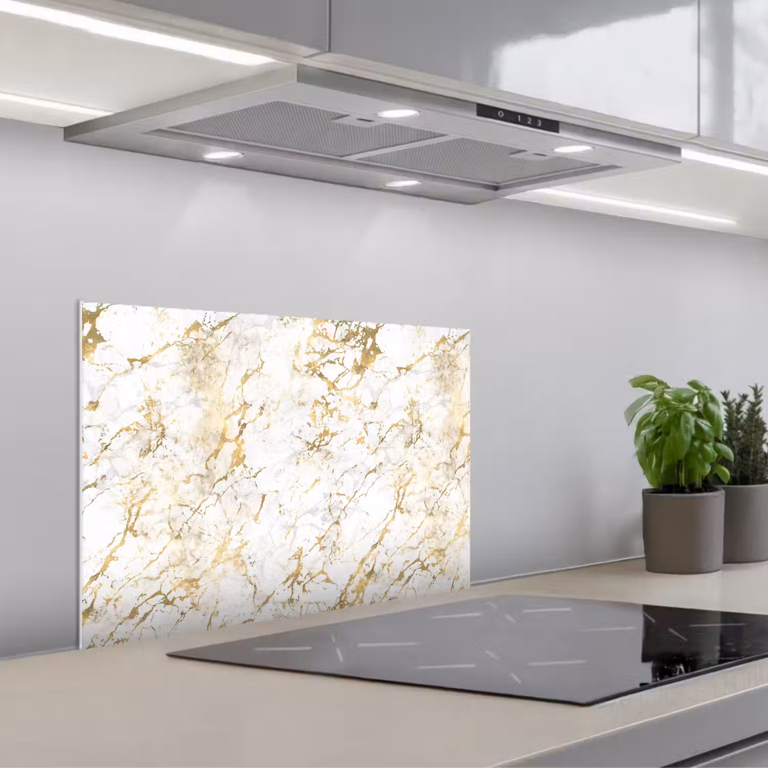 Goudspatten - Wit - Marmer keuken achterwand spatscherm klein 900 -3d_schuin