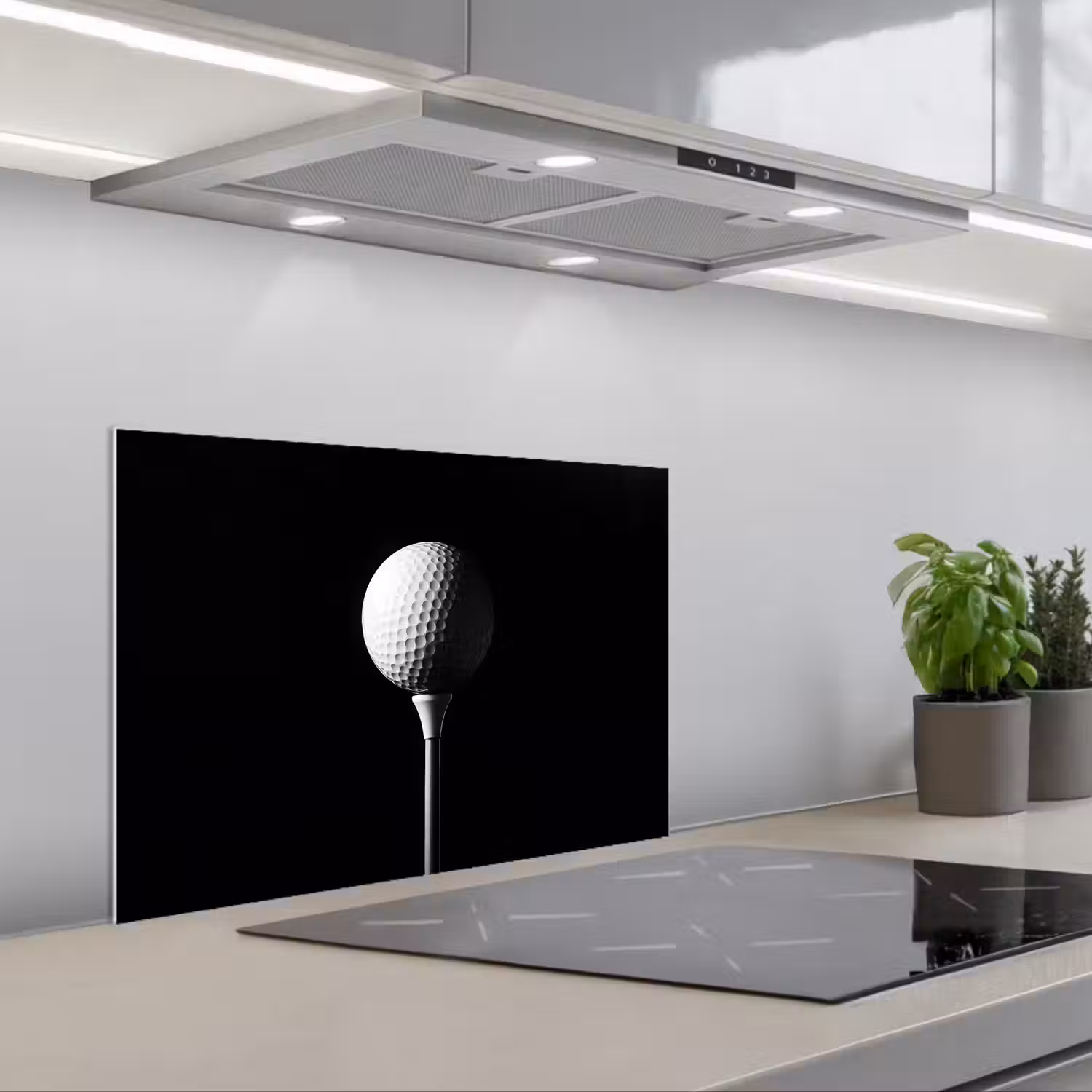 Golfbal - Minimalistisch - Wit keuken achterwand spatscherm klein -3d_schuin