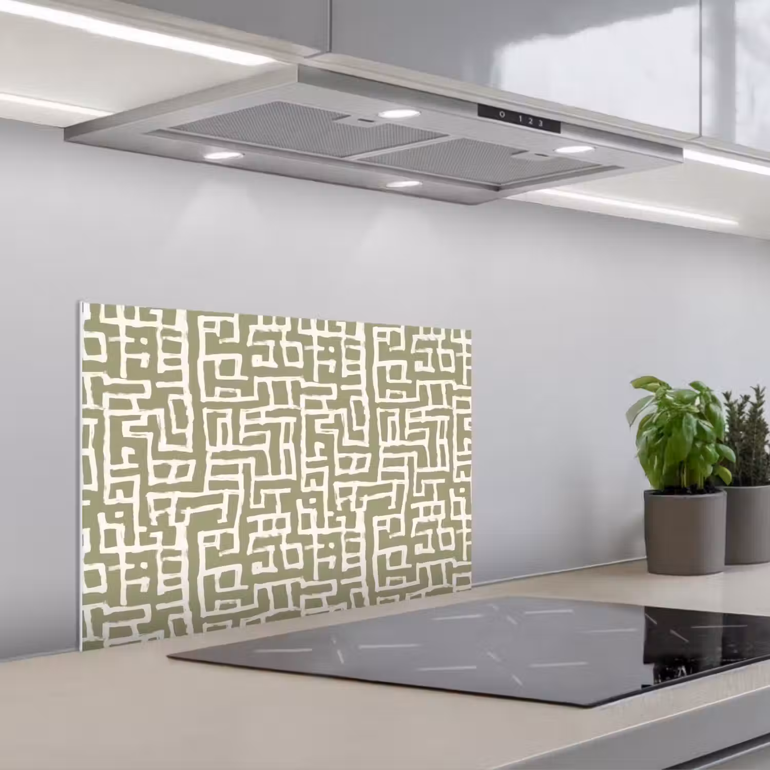 Grafisch - Patroon - Groen keuken achterwand spatscherm klein 900 -3d_schuin