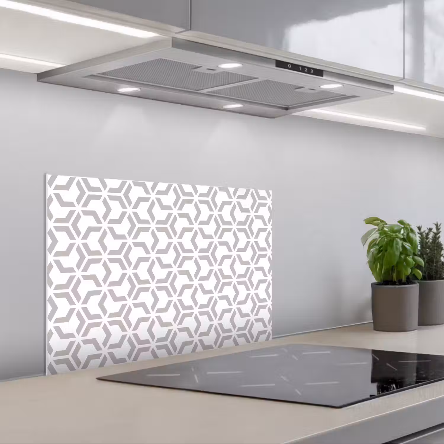 Grafisch - Patroon - Modern keuken achterwand spatscherm klein 900 -3d_schuin